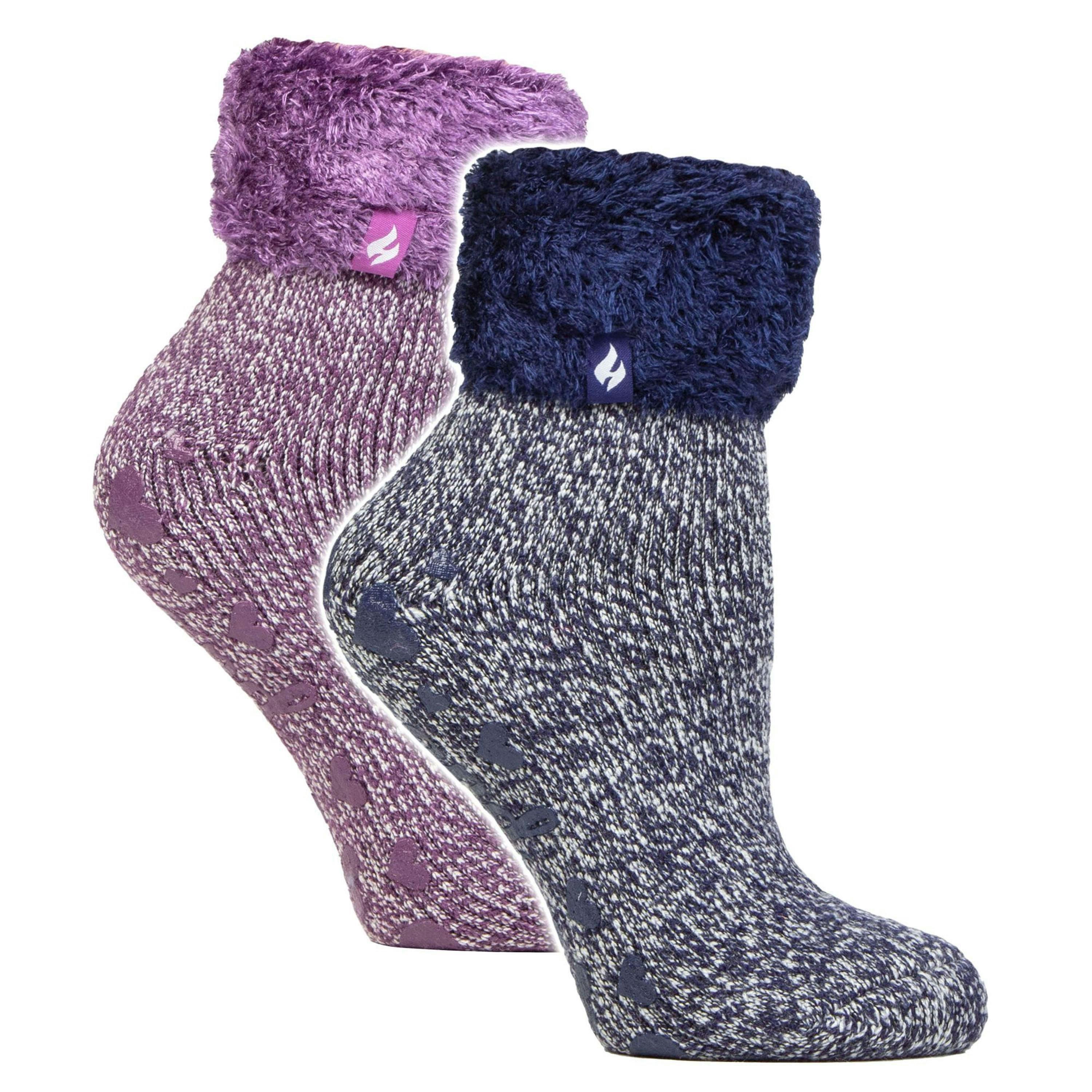 2 Pack Ladies Soft Lounge Socks with Grips , view 1 of 5