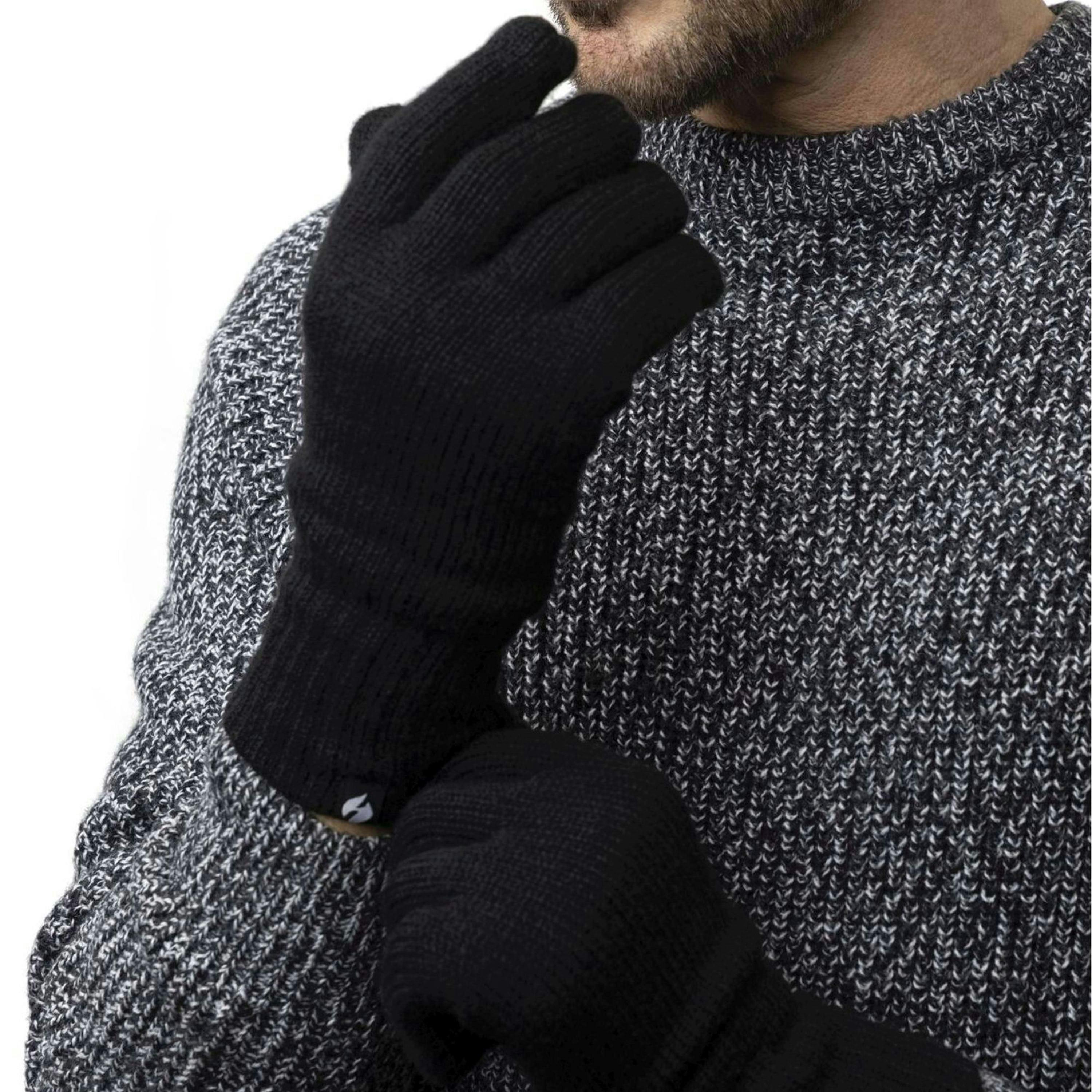 2 Pairs Mens Thermal Gloves with Protective Ribbed Cuff , view 3 of 5