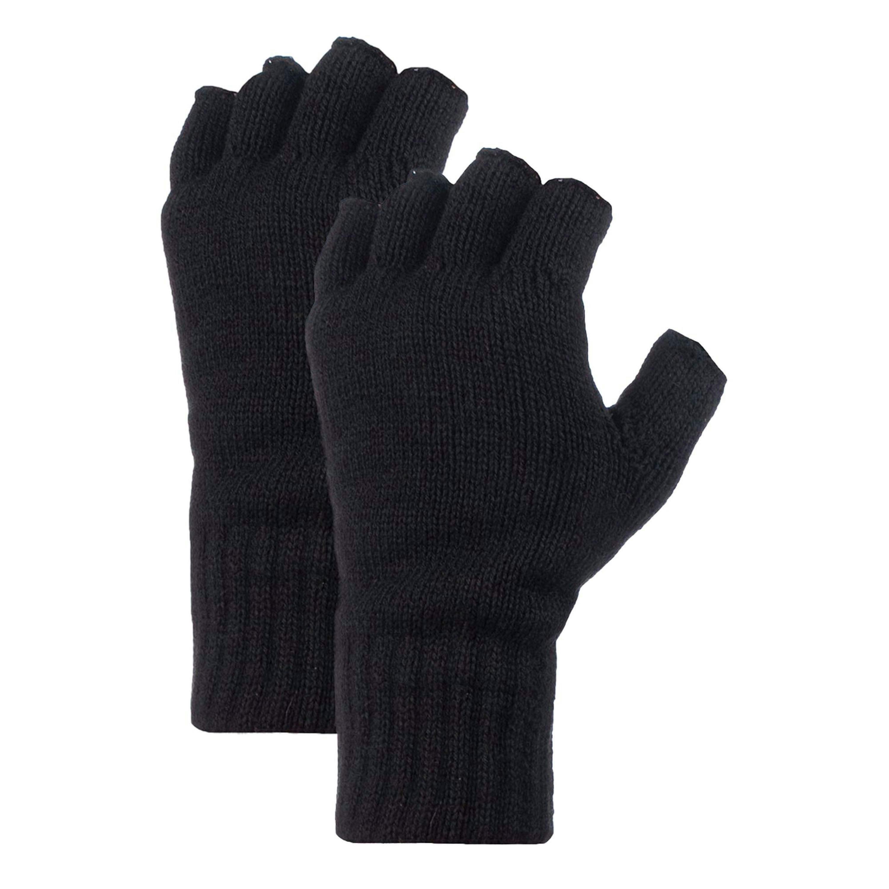 2 Pairs Mens Fingerless Gloves with Thermal Fleece Lining Material , view 1 of 5