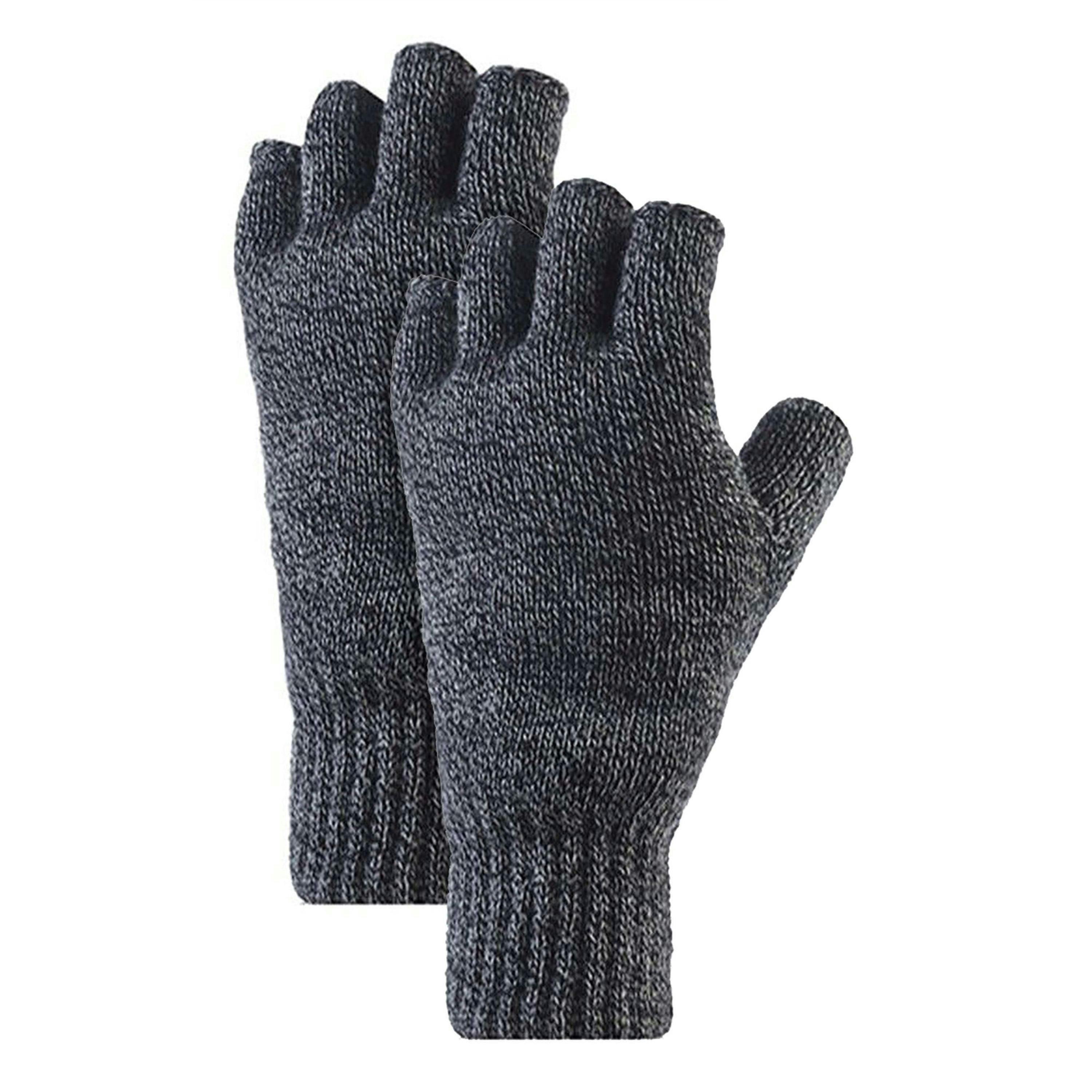2 Pairs Mens Fingerless Gloves with Thermal Fleece Lining Material , view 1 of 5