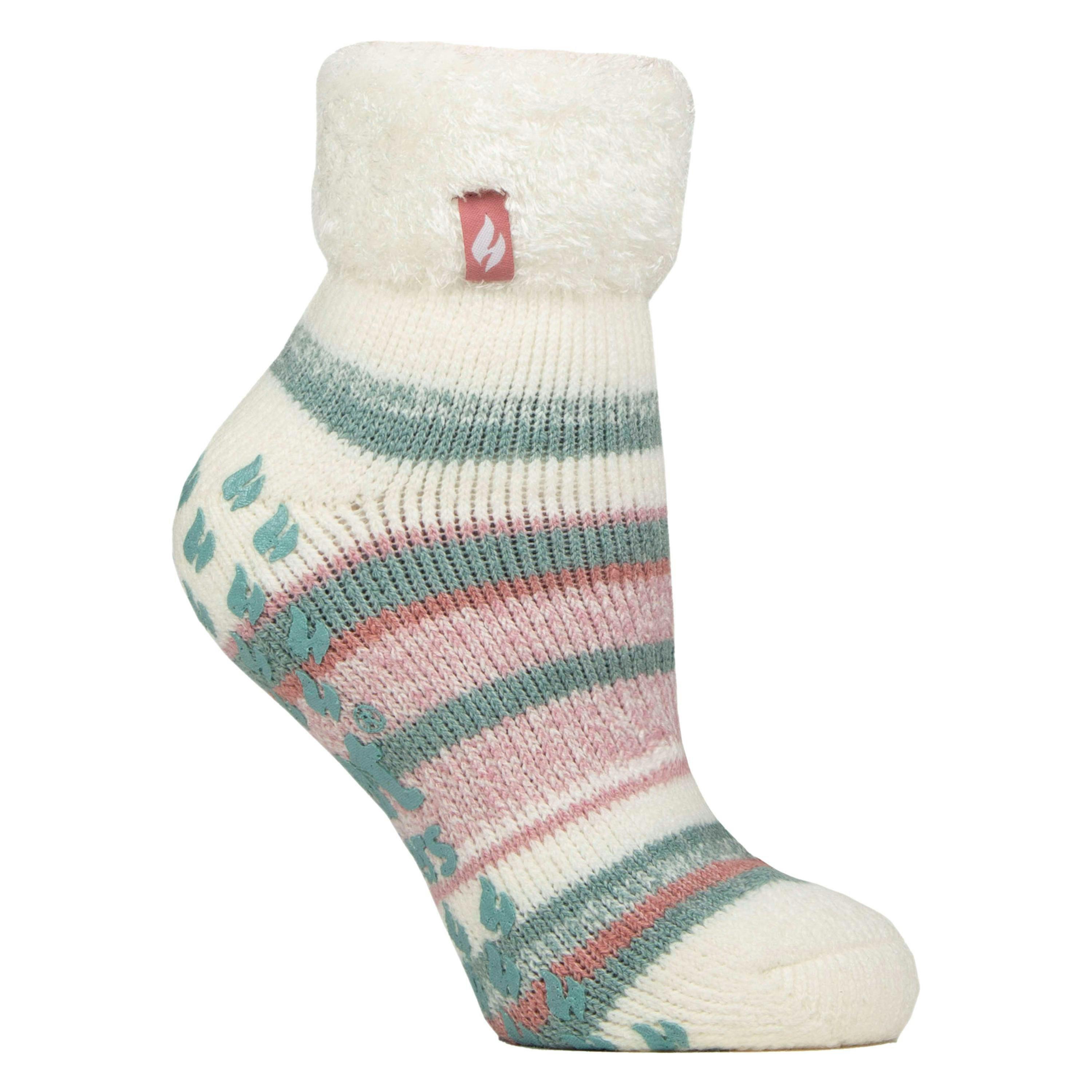 Ladies Soft Stripe Lounge Socks for Winter , view 1 of 5
