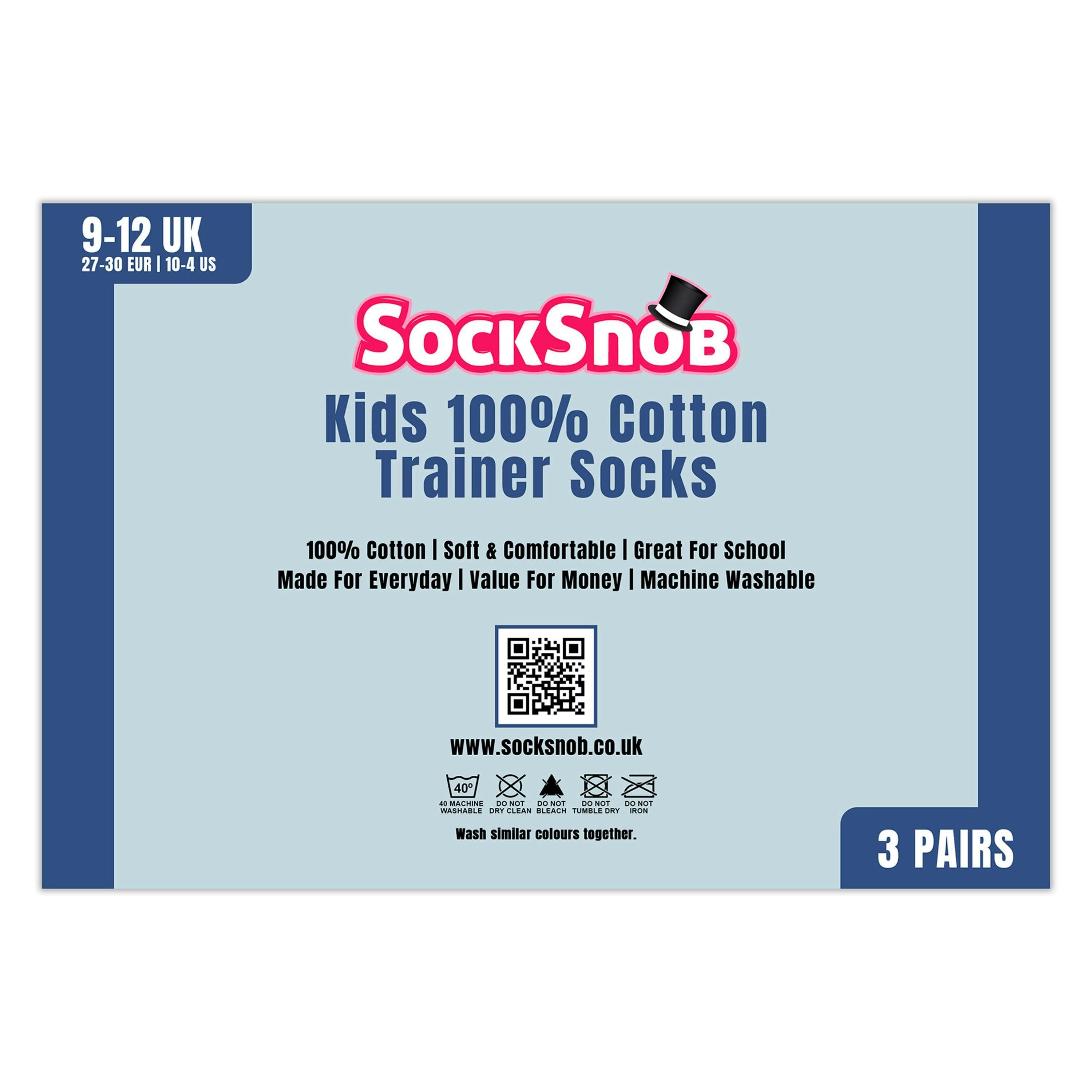3 Pack Kids 100% Cotton Trainer Socks , view 2 of 5