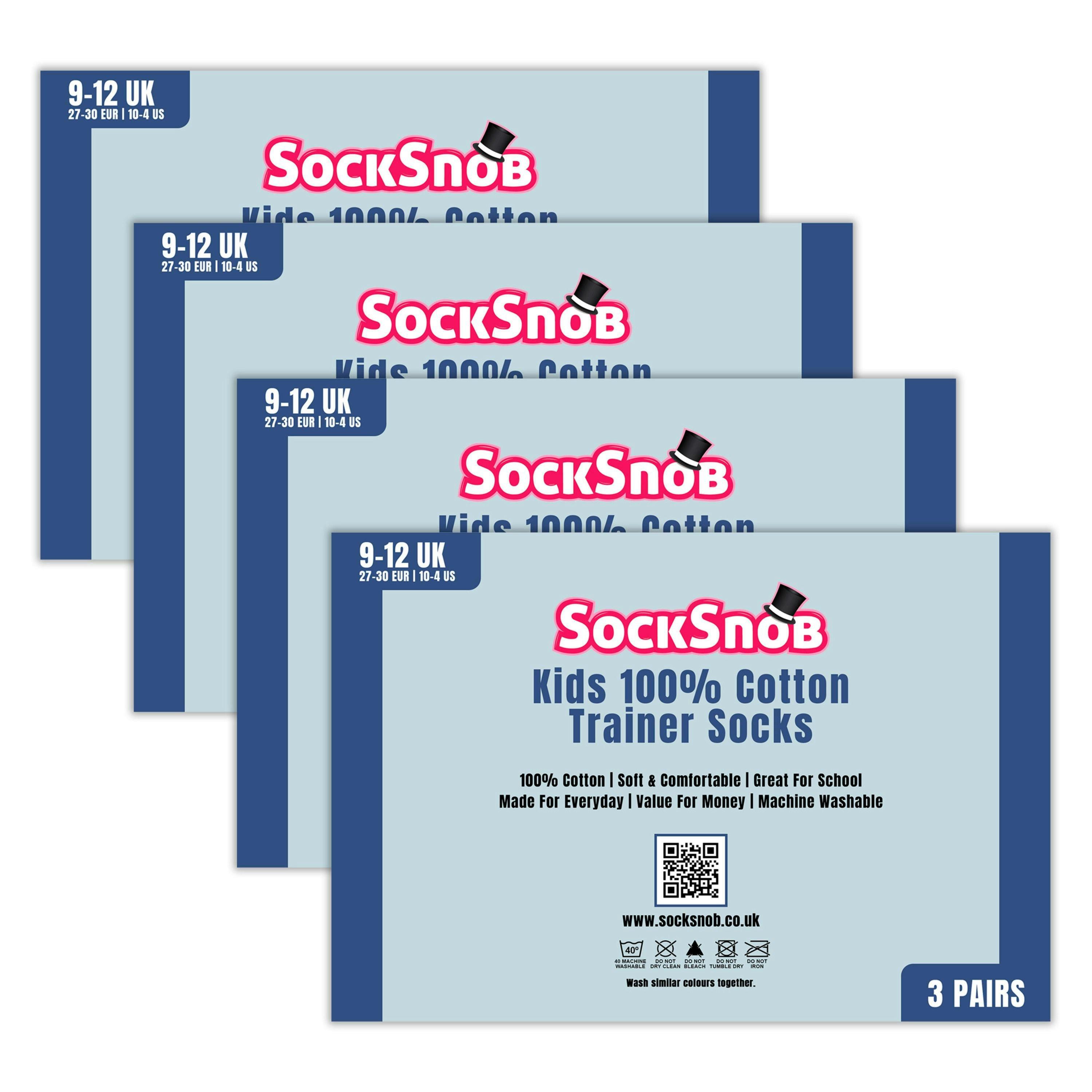 12 Pack Kids 100% Cotton Trainer Socks , view 2 of 5