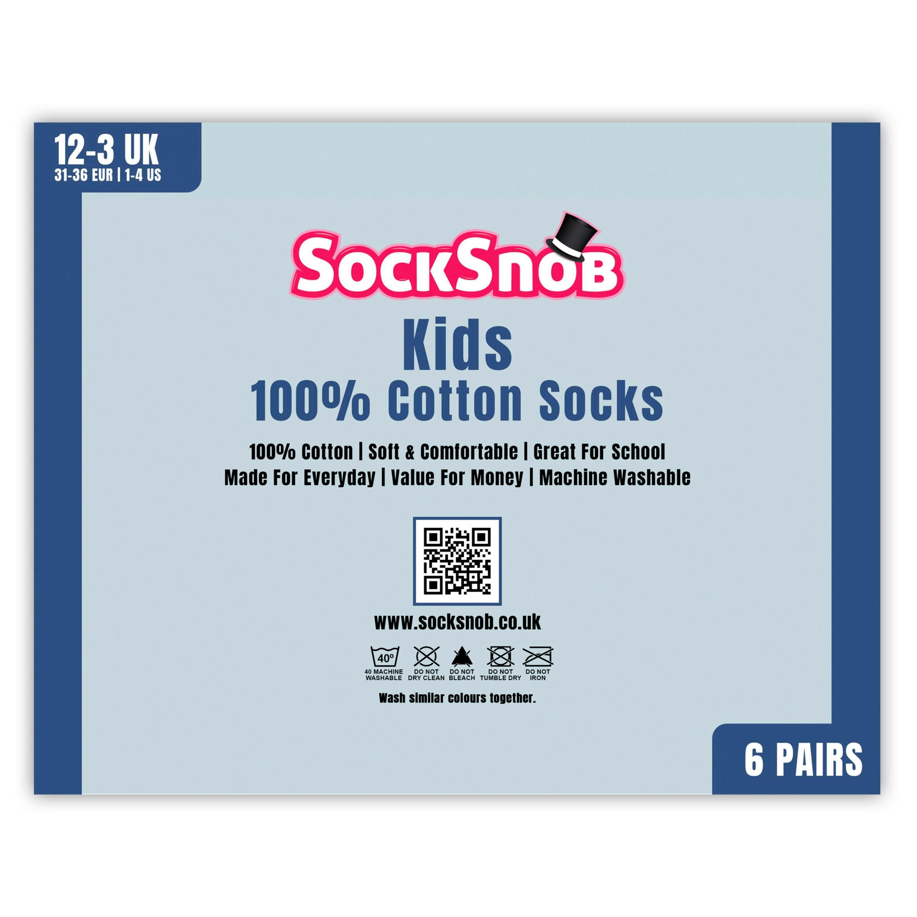 6 Pack Kids 100% Cotton Breathable Socks , view 2 of 5