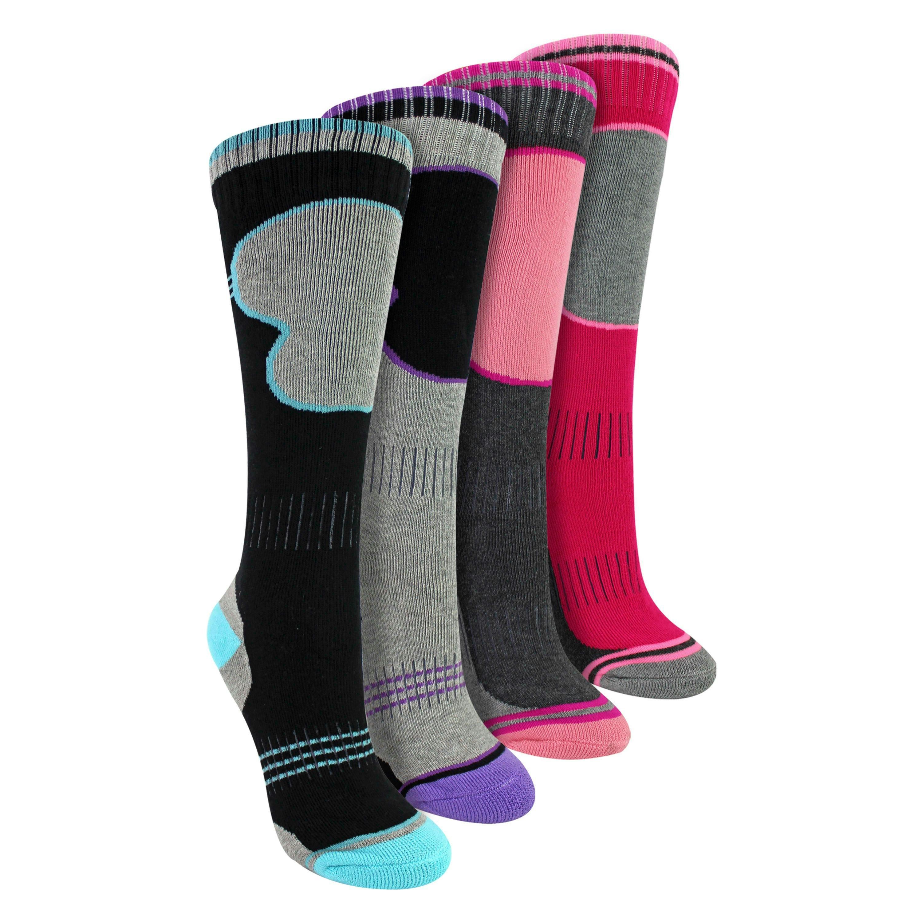 4 Pack Girls Ski Socks | Thermal Winter Cushioned Socks for Kids , view 1 of 5
