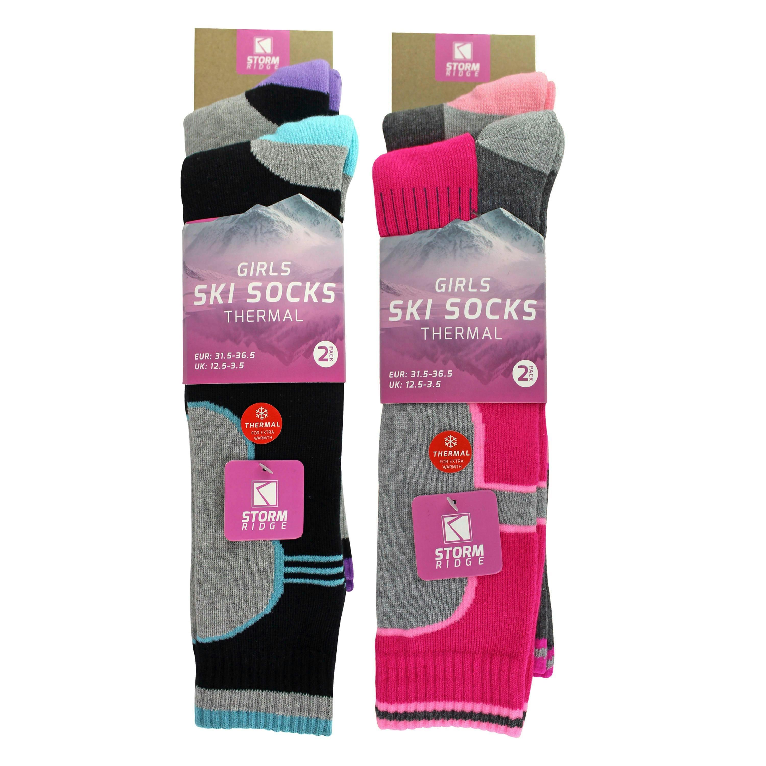 4 Pack Girls Ski Socks | Thermal Winter Cushioned Socks for Kids , view 2 of 5