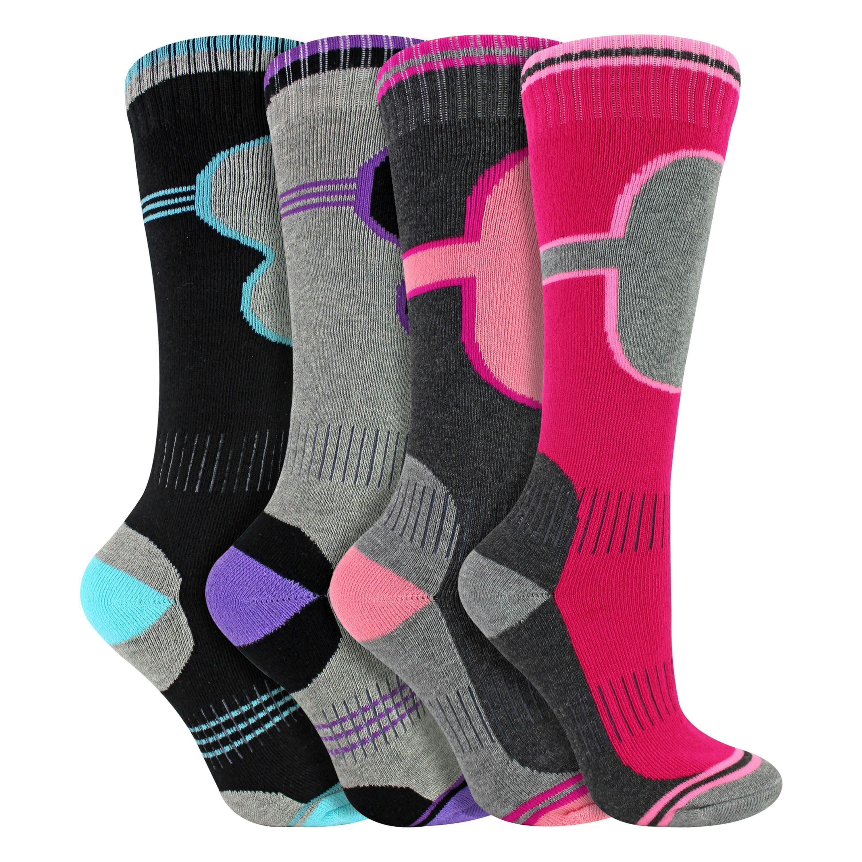 4 Pack Girls Ski Socks | Thermal Winter Cushioned Socks for Kids , view 3 of 5