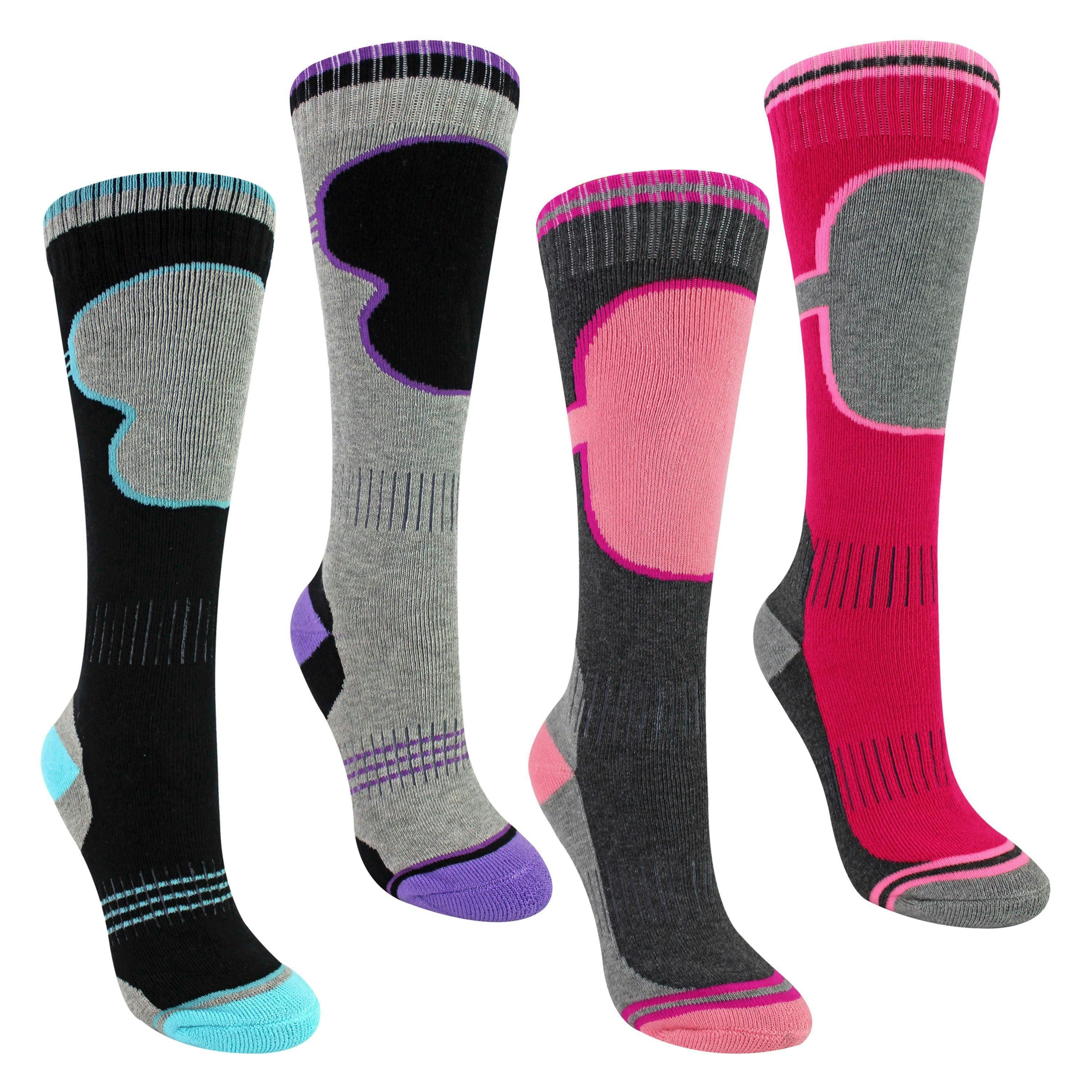 4 Pack Girls Ski Socks | Thermal Winter Cushioned Socks for Kids , view 4 of 5