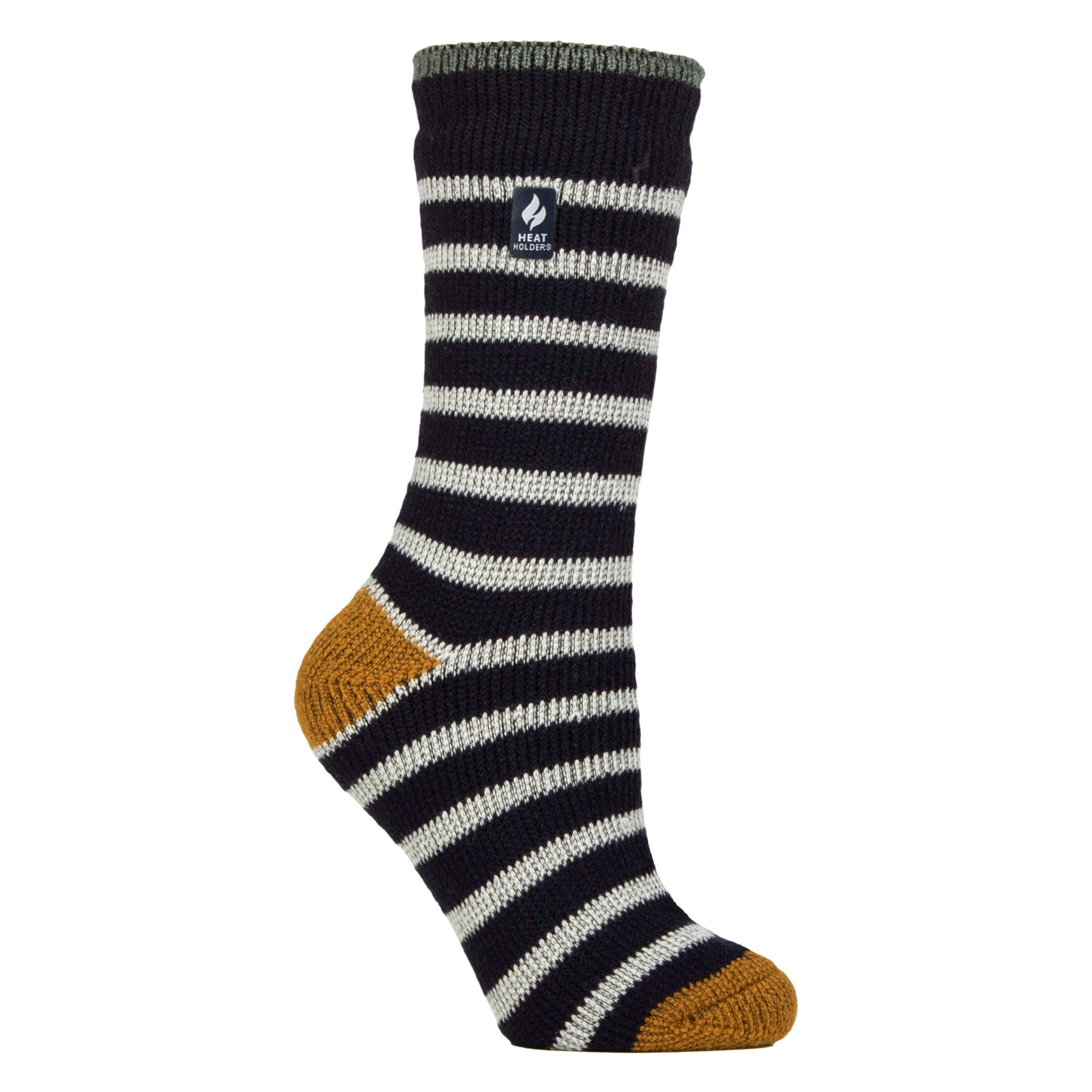 Ladies Amara Two Tone Stripe Patterned Thermal Socks , view 1 of 5