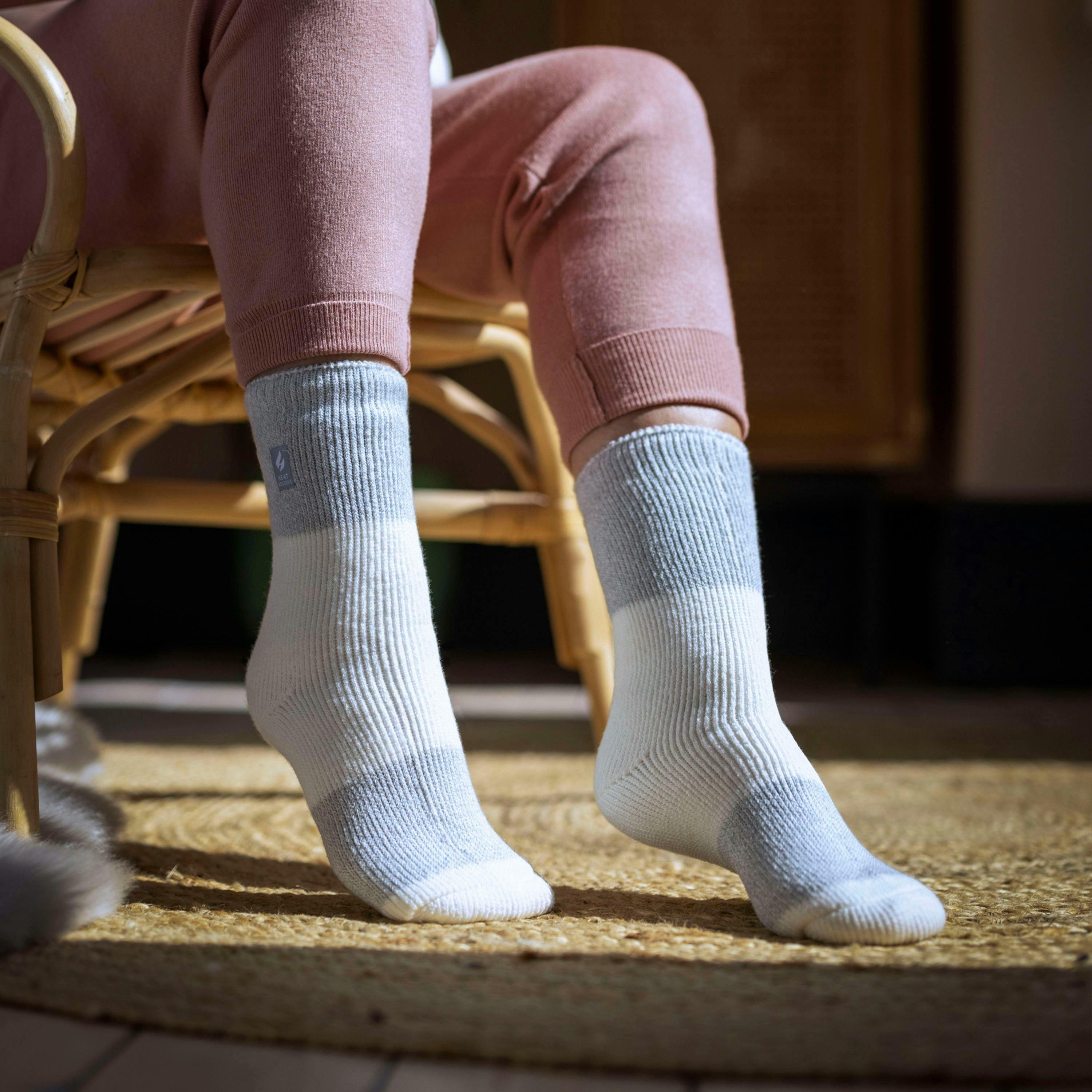 Ladies Wide Stripe Patterned Thermal Socks for Winter , view 4 of 5