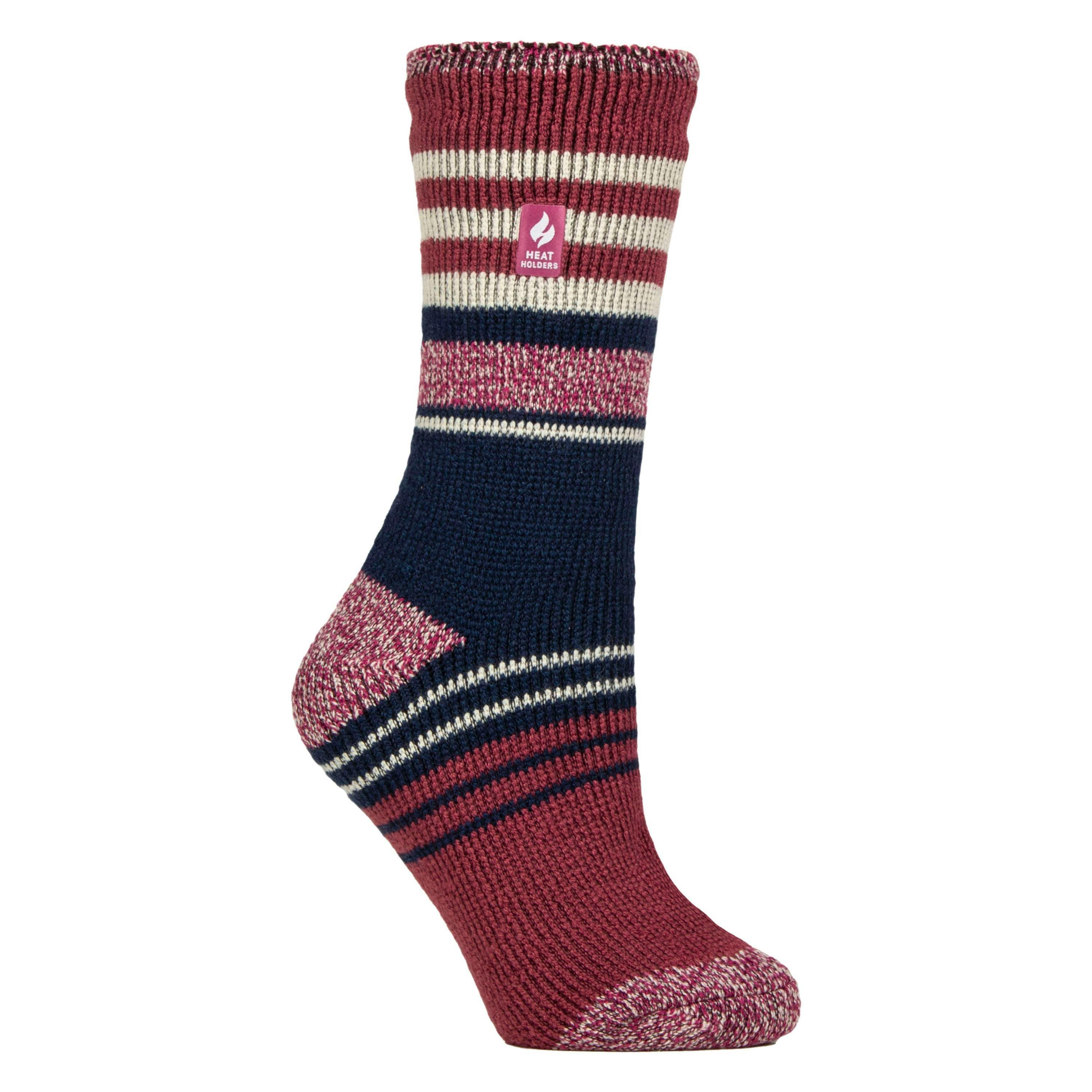 Ladies Winter Varied Stripe Patterned Thermal Socks for Winter , view 1 of 5