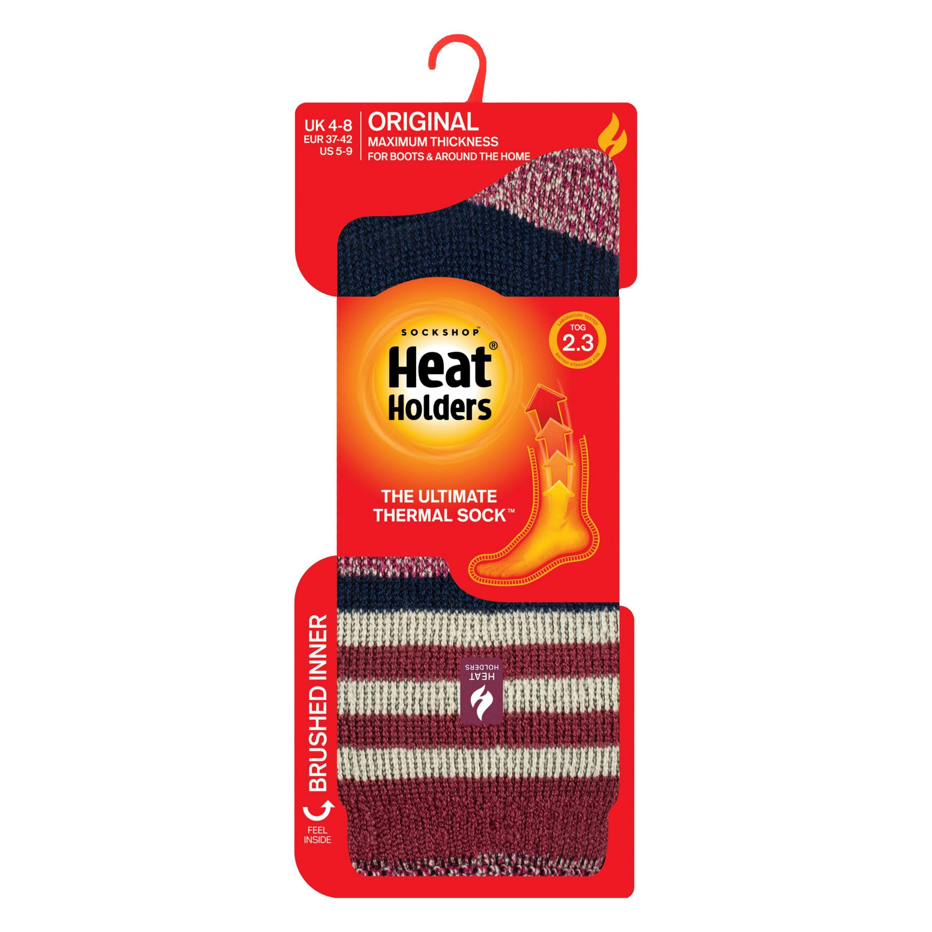 Ladies Winter Varied Stripe Patterned Thermal Socks for Winter , view 2 of 5