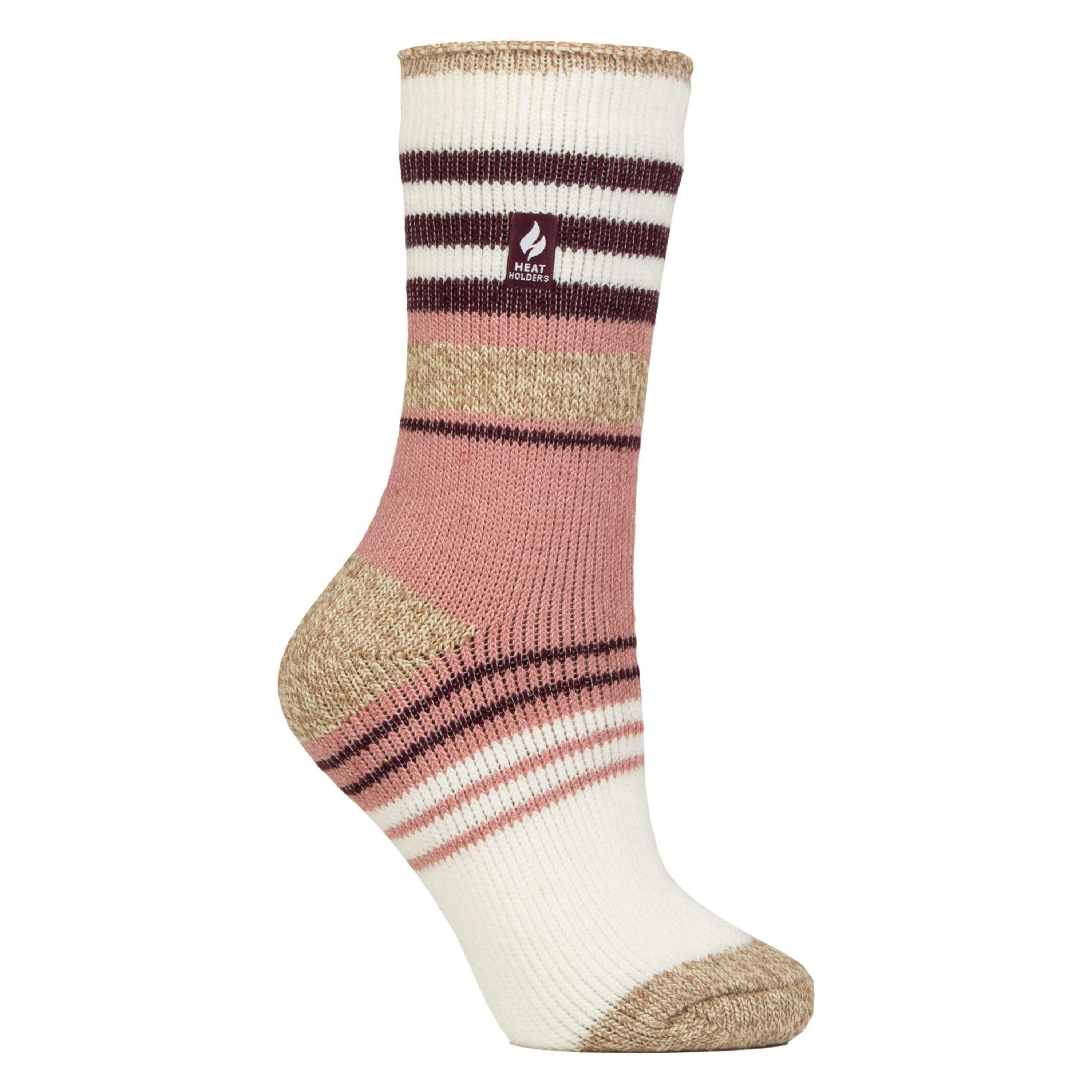Ladies Winter Varied Stripe Patterned Thermal Socks for Winter , view 1 of 5