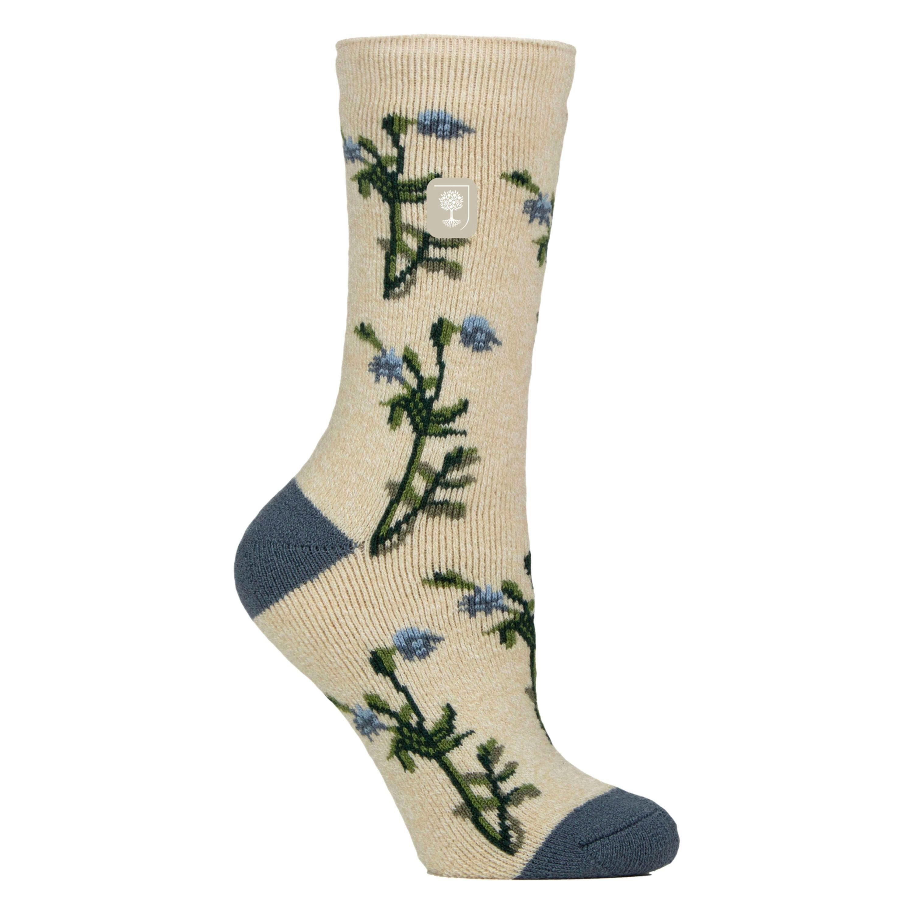 Womens Thermal Socks | Thin Floral Patterned Fleece Socks , view 1 of 5
