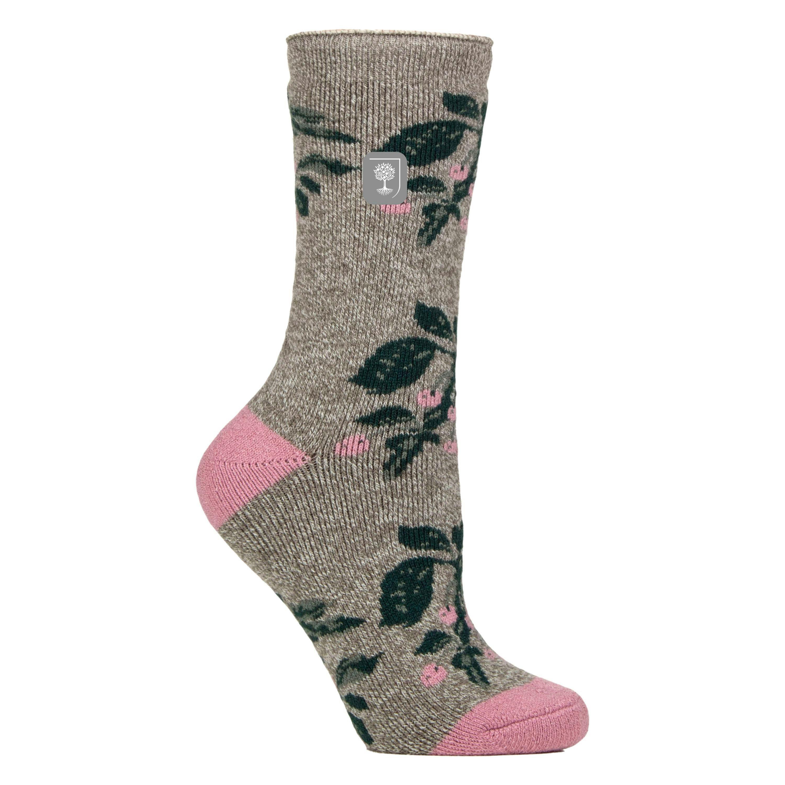 Womens Thermal Socks | Thin Floral Patterned Fleece Socks , view 1 of 5