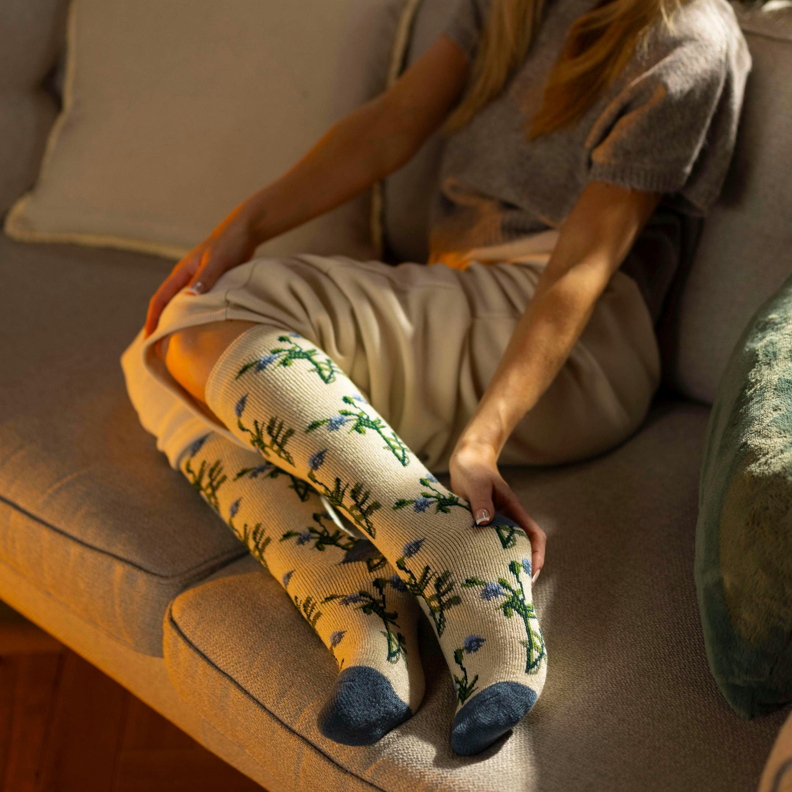 Long Wellington Boots Socks For Women | Floral Welly Socks , view 3 of 5