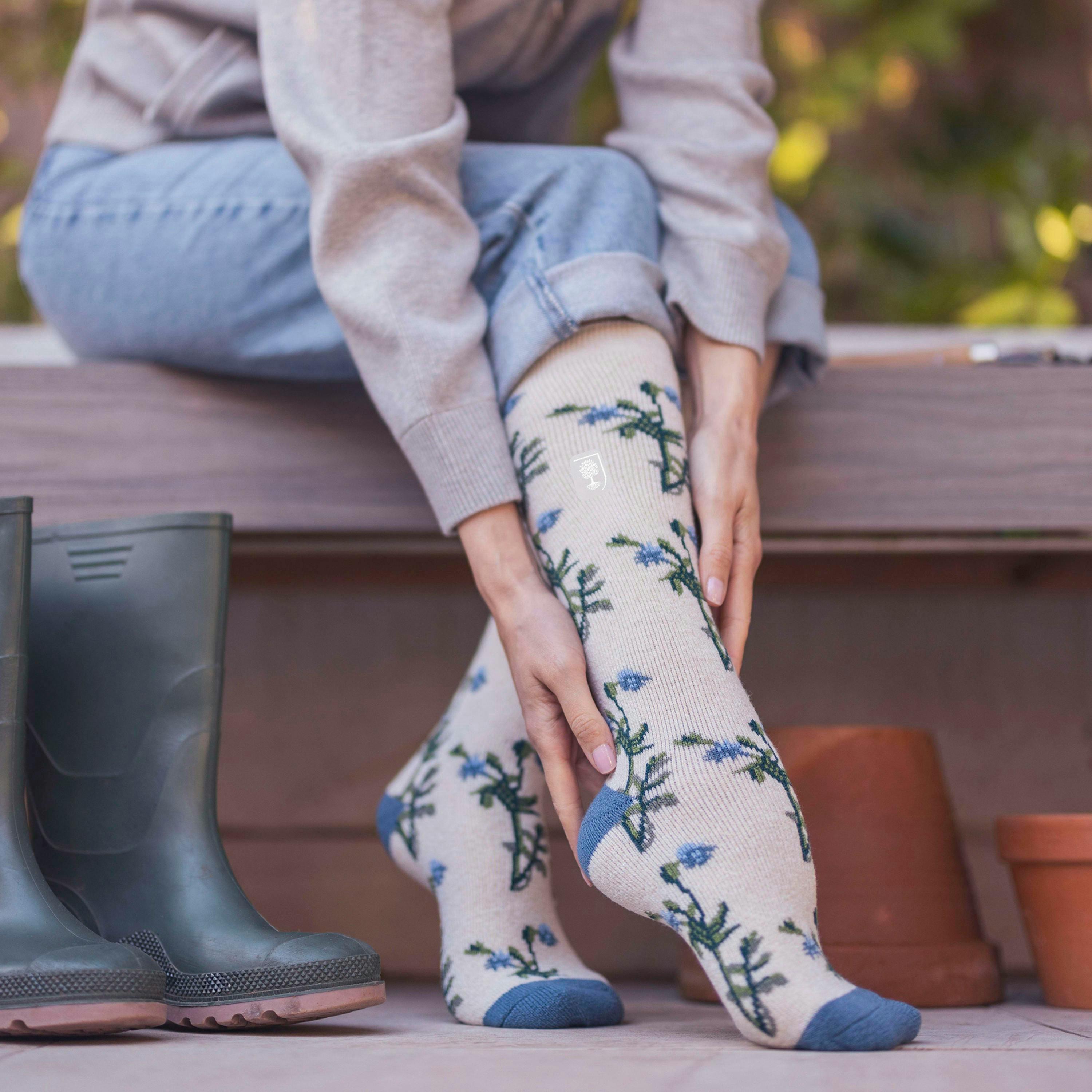 Long Wellington Boots Socks For Women | Floral Welly Socks , view 4 of 5