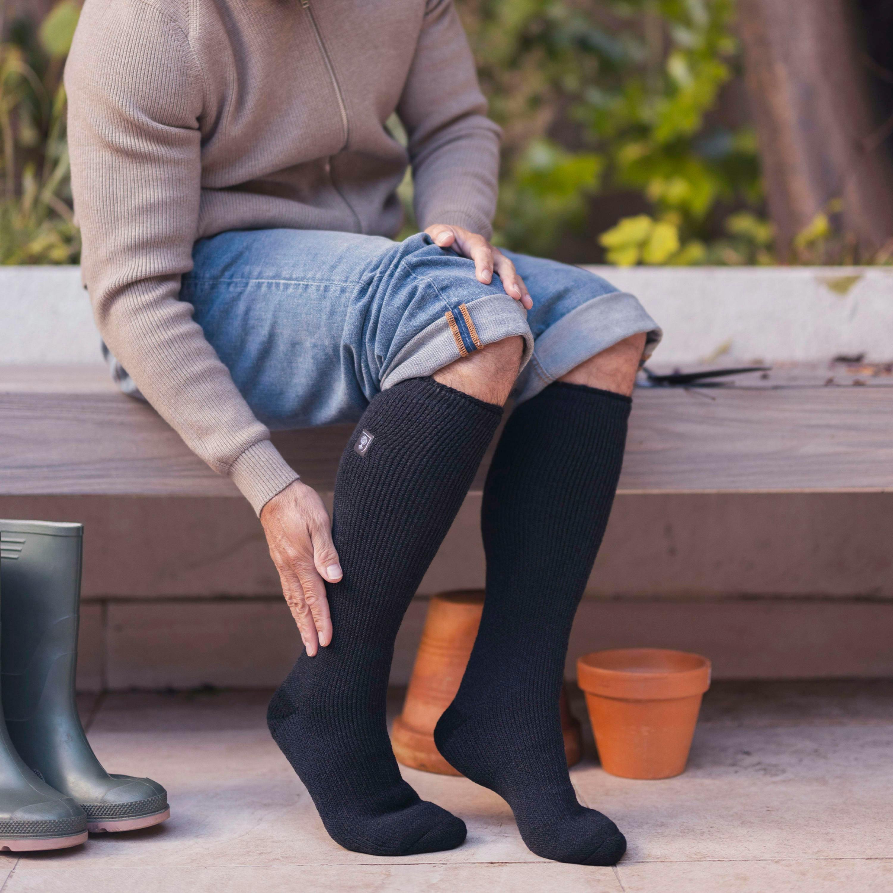 Mens Long Knee High Thermal Wellington Boot Socks , view 3 of 5