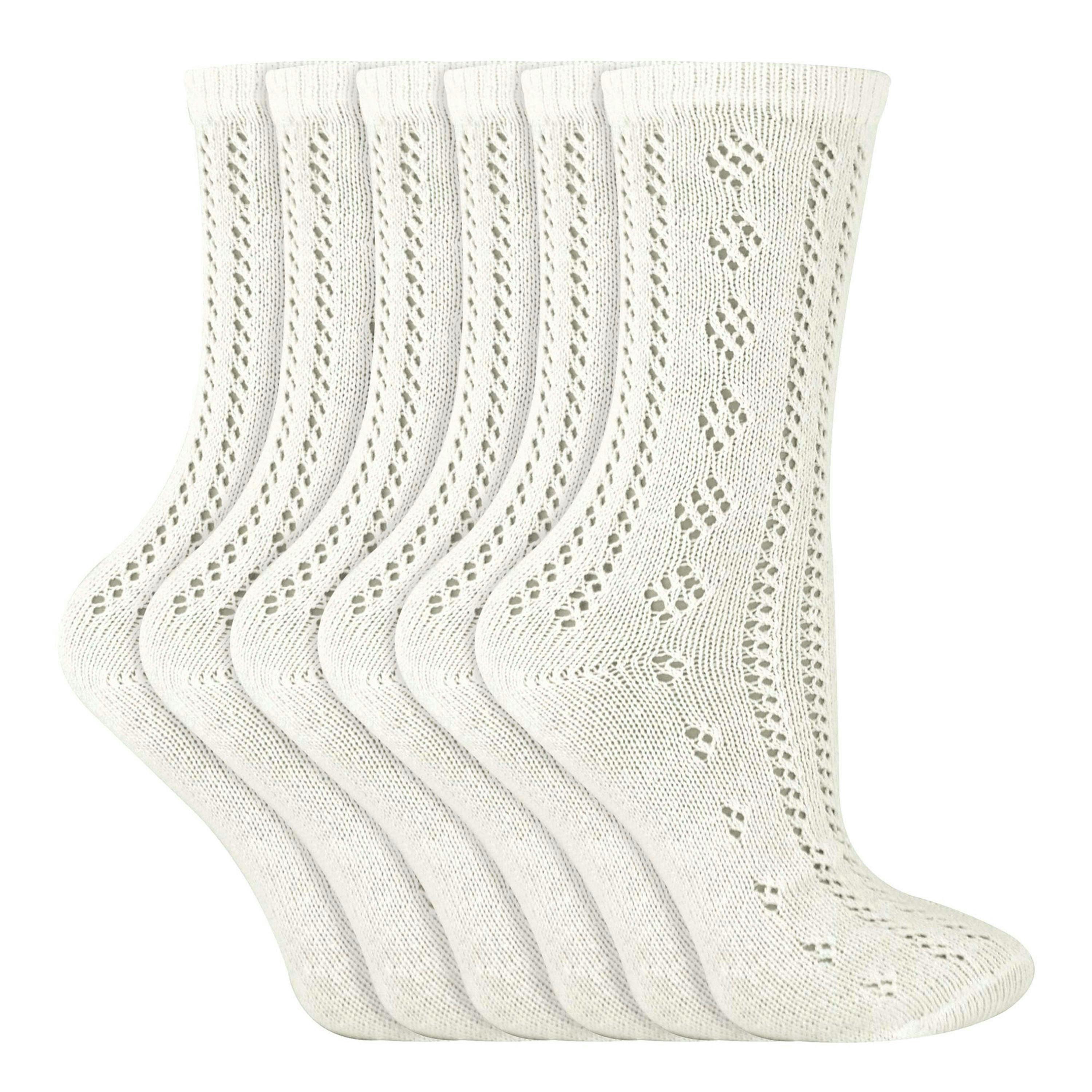 6 Pair Soft Cotton Rich Knee High White Uniform Kids Socks for School , view 1 of 5