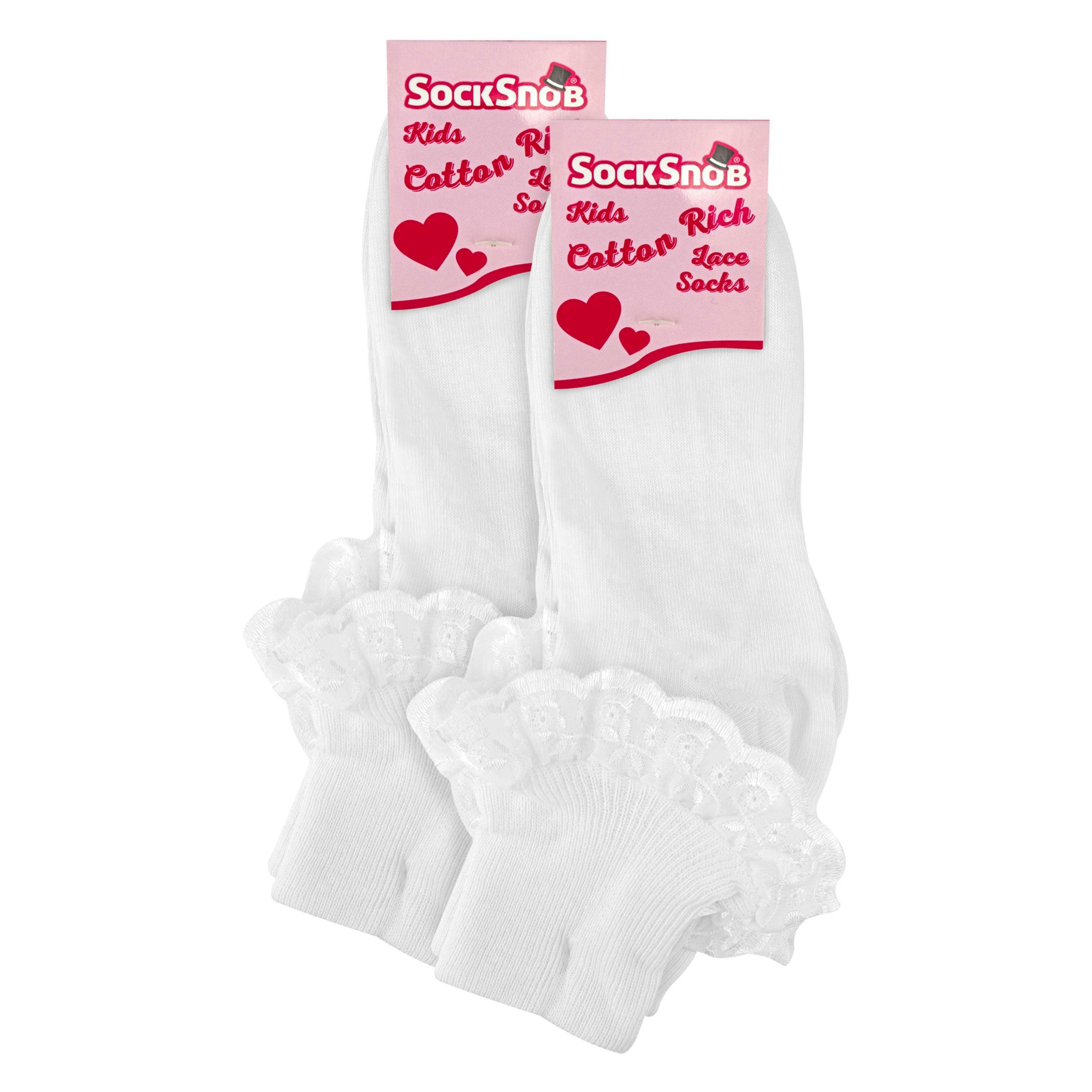 6 Pack Baby Girls White Soft Frilly Lace Socks , view 2 of 5