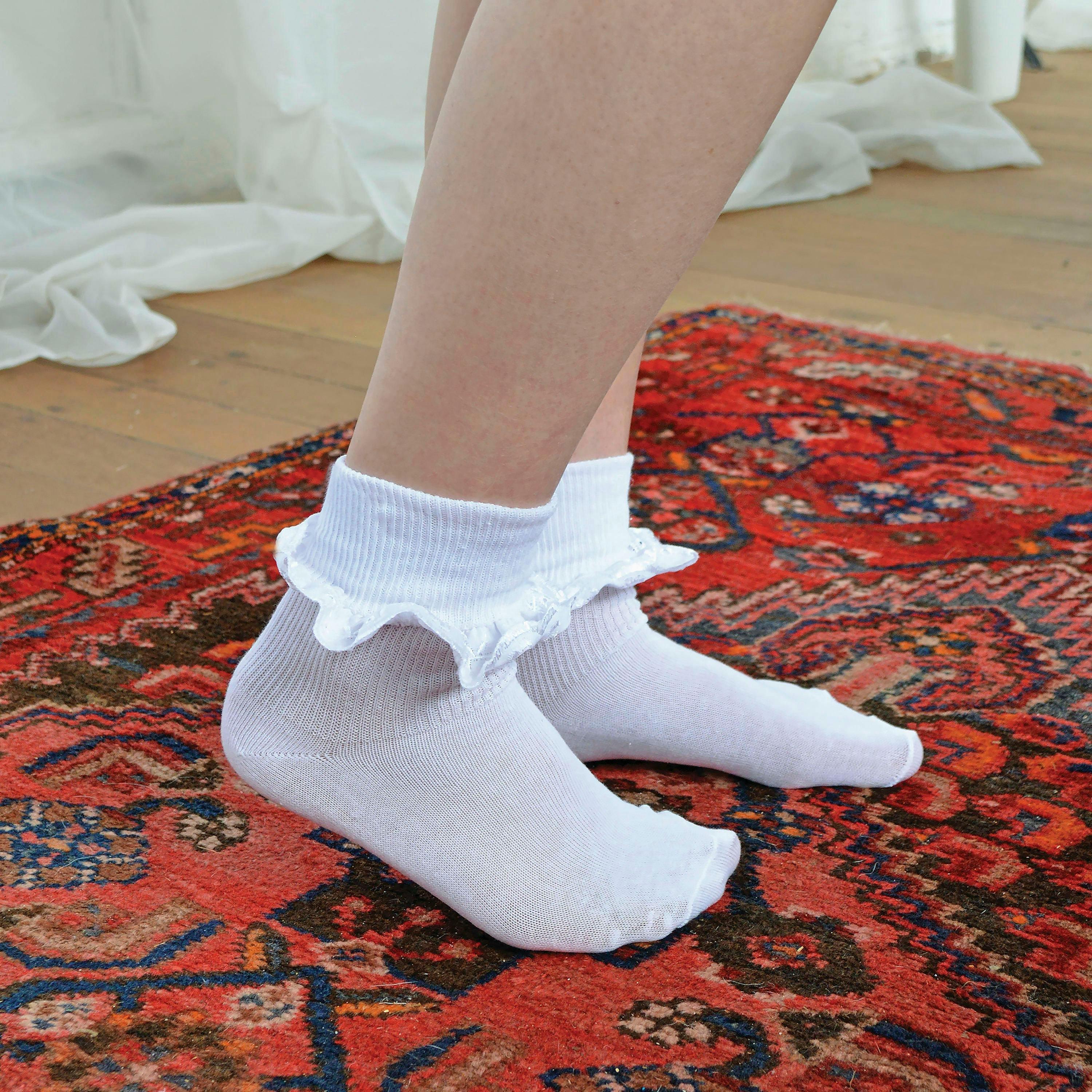 6 Pack Baby Girls White Soft Frilly Lace Socks , view 5 of 5