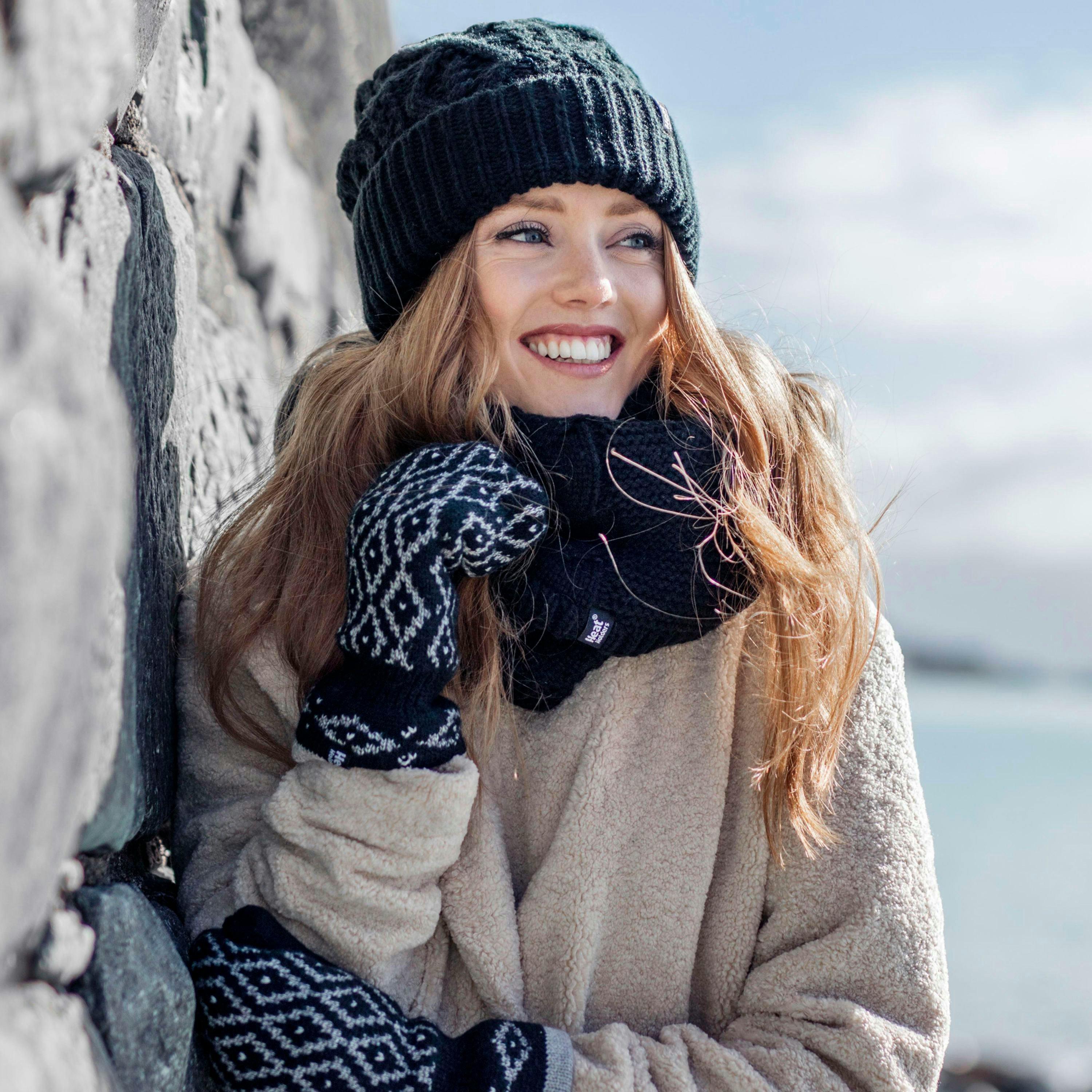 Ladies Cable Turnover Warm Thermal Beanie Hat , view 3 of 5