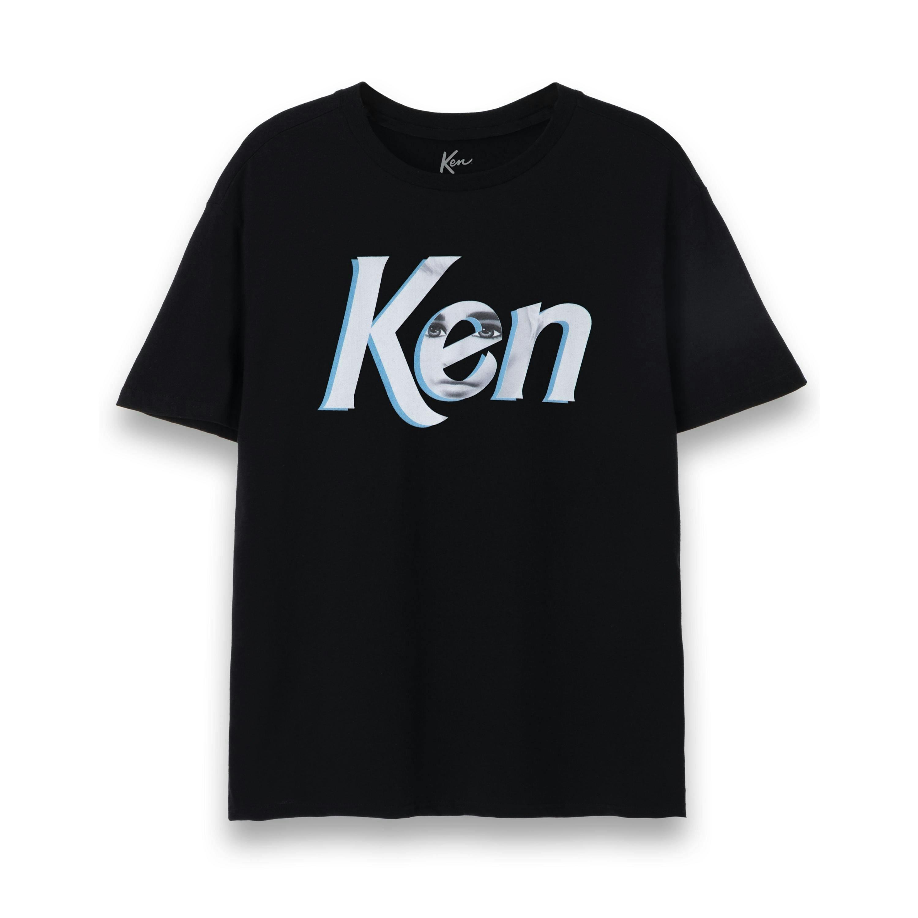 Barbie Mens Black Ken Face In Logo Short Sleeved T-Shirt by Vanilla Underground , view 1 of 1