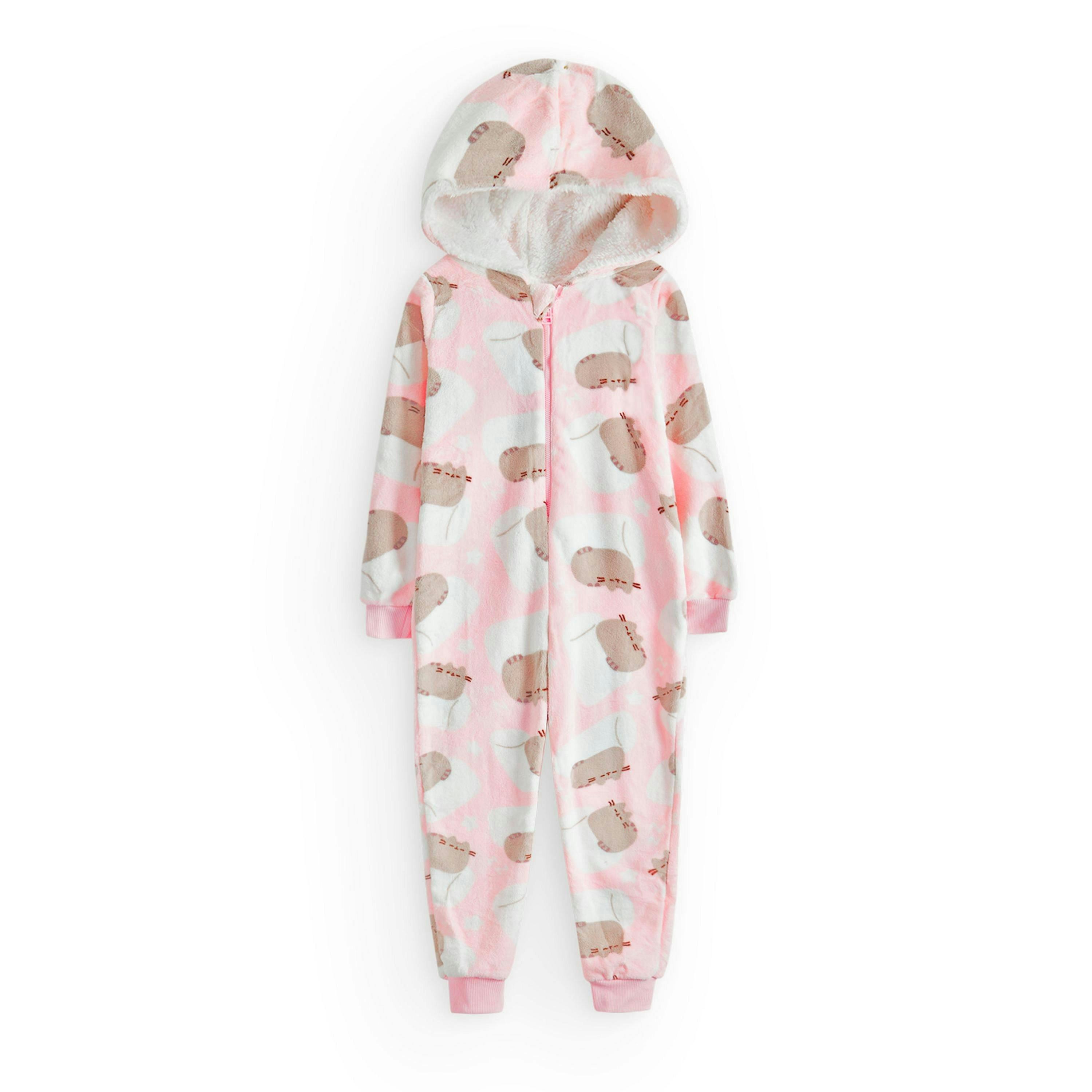 Pusheen Girls Pink All-Over Print With Novelty Ears Onesie by Vanilla Underground , view 1 of 1