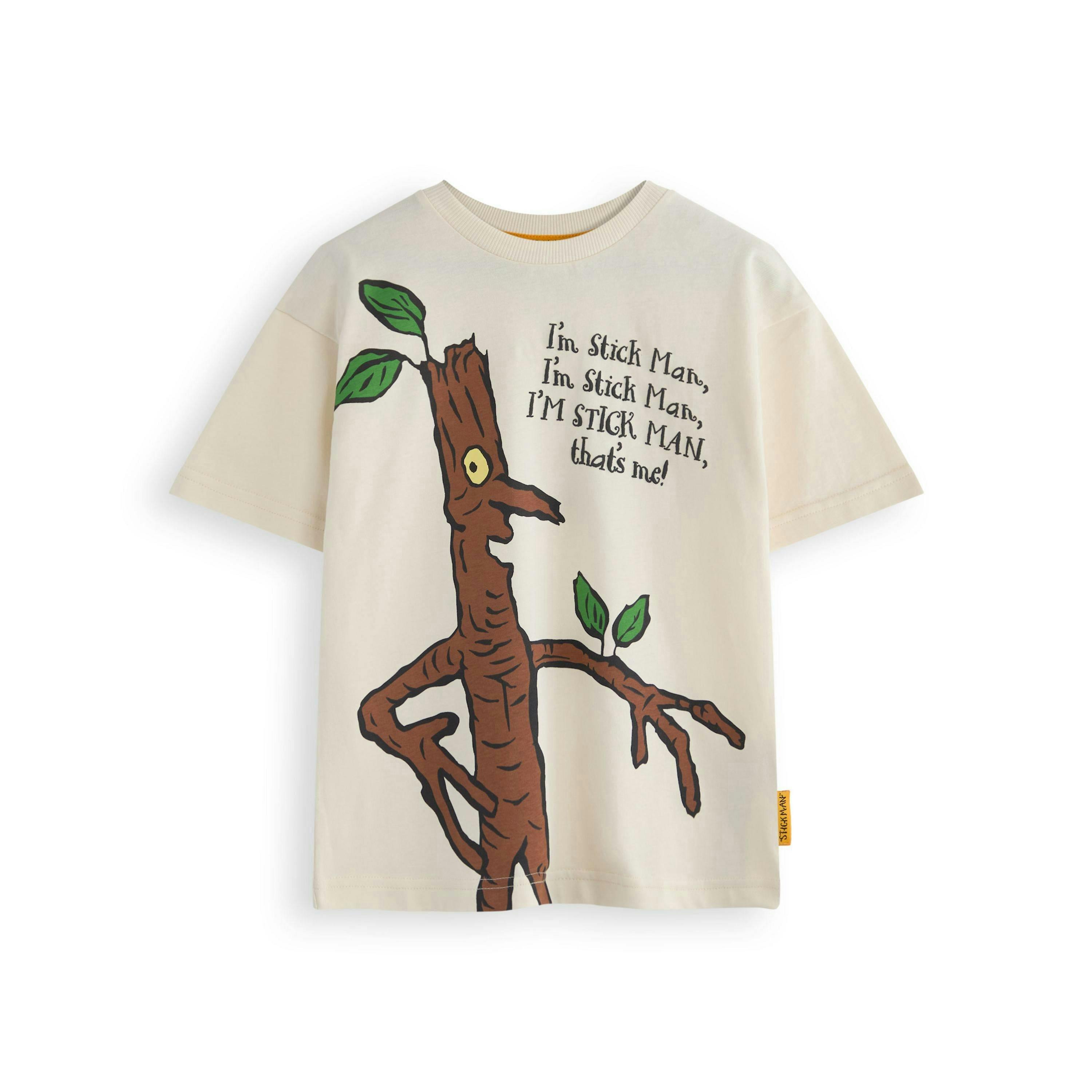 Gruffalo & Friends Unisex Kids Beige I'm A Stickman Short Sleeved T-Shirt by Vanilla Underground , view 1 of 1