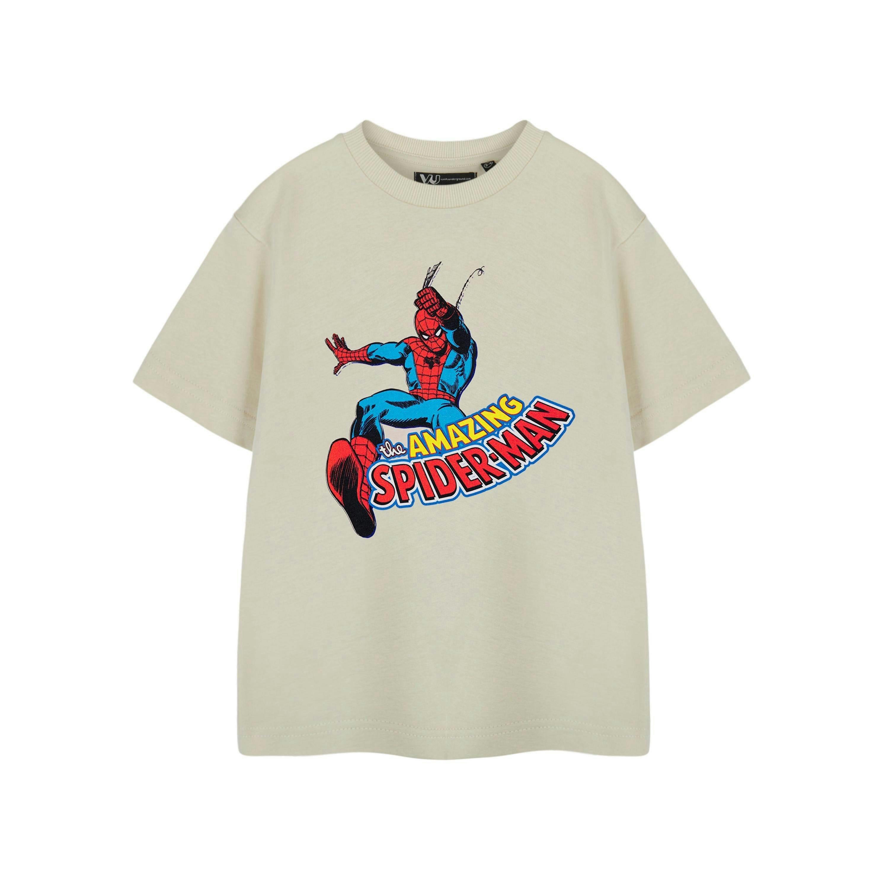 Marvel Boys Beige Web Slinger Short Sleeved T-Shirt by Vanilla Underground , view 1 of 1