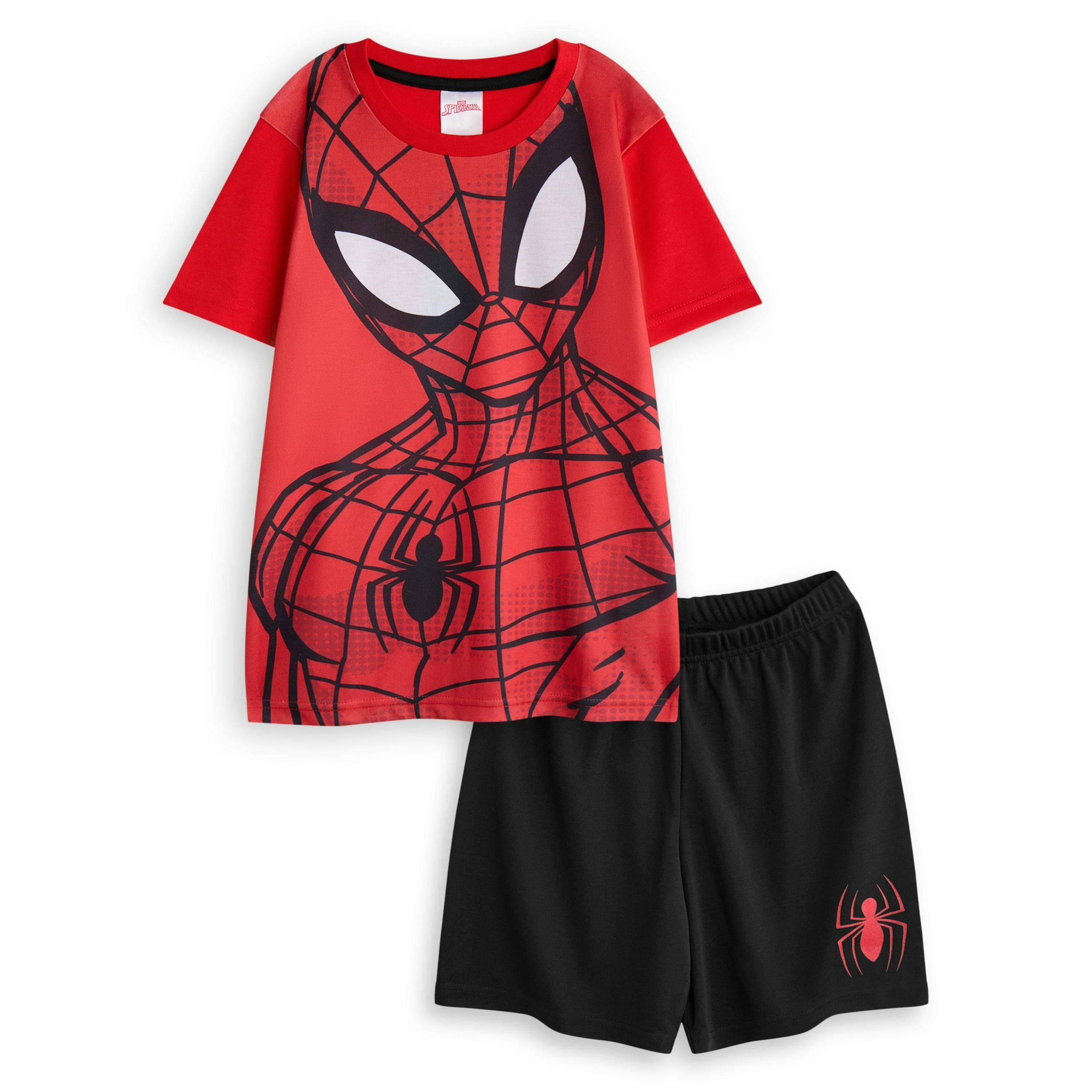Marvel Boys Red Character Face Short Sleeve Short Leg Pyjama Set by Vanilla Underground , view 1 of 1