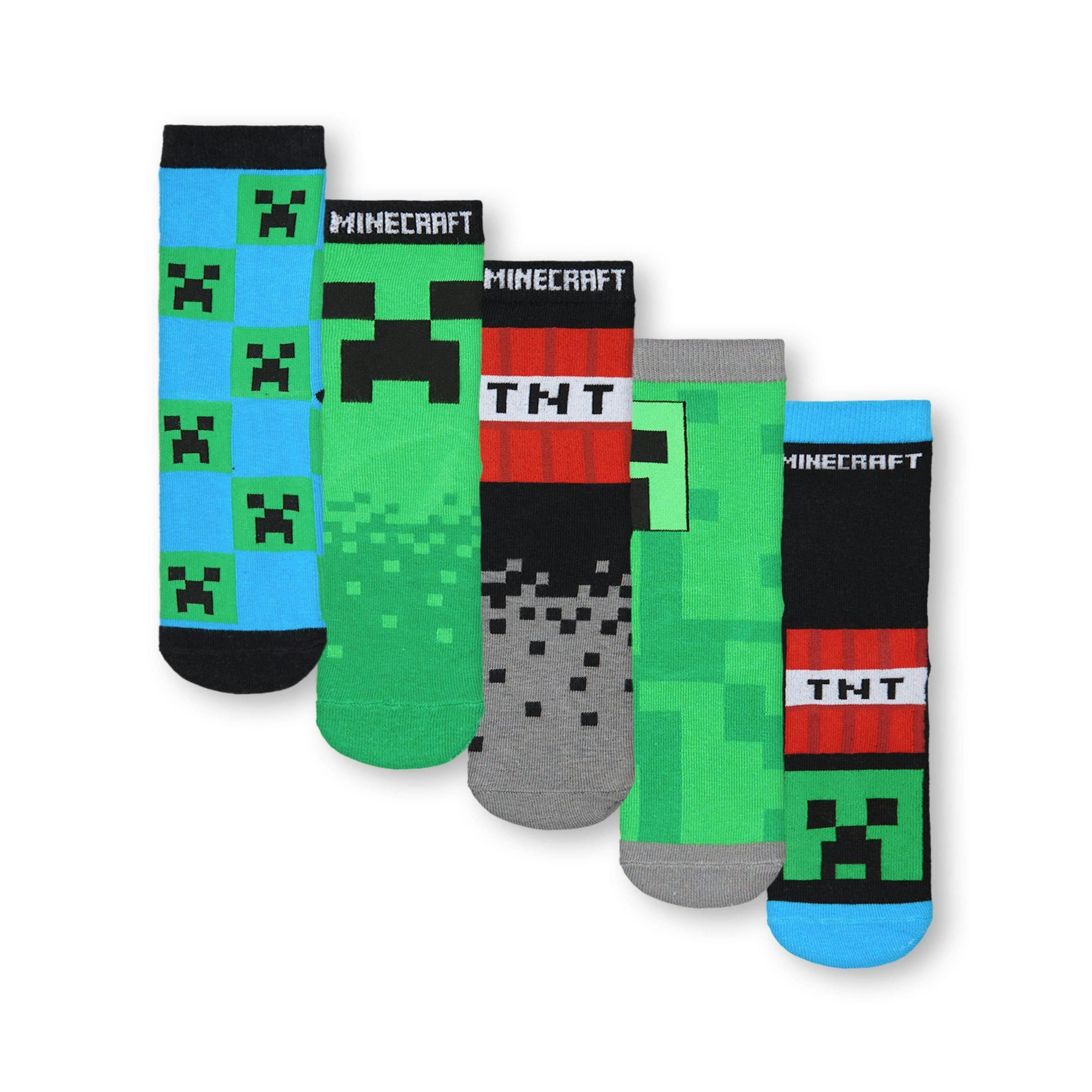 Minecraft Boys Multicoloured Character Calf Socks Set of 5 by Vanilla Underground , view 1 of 1