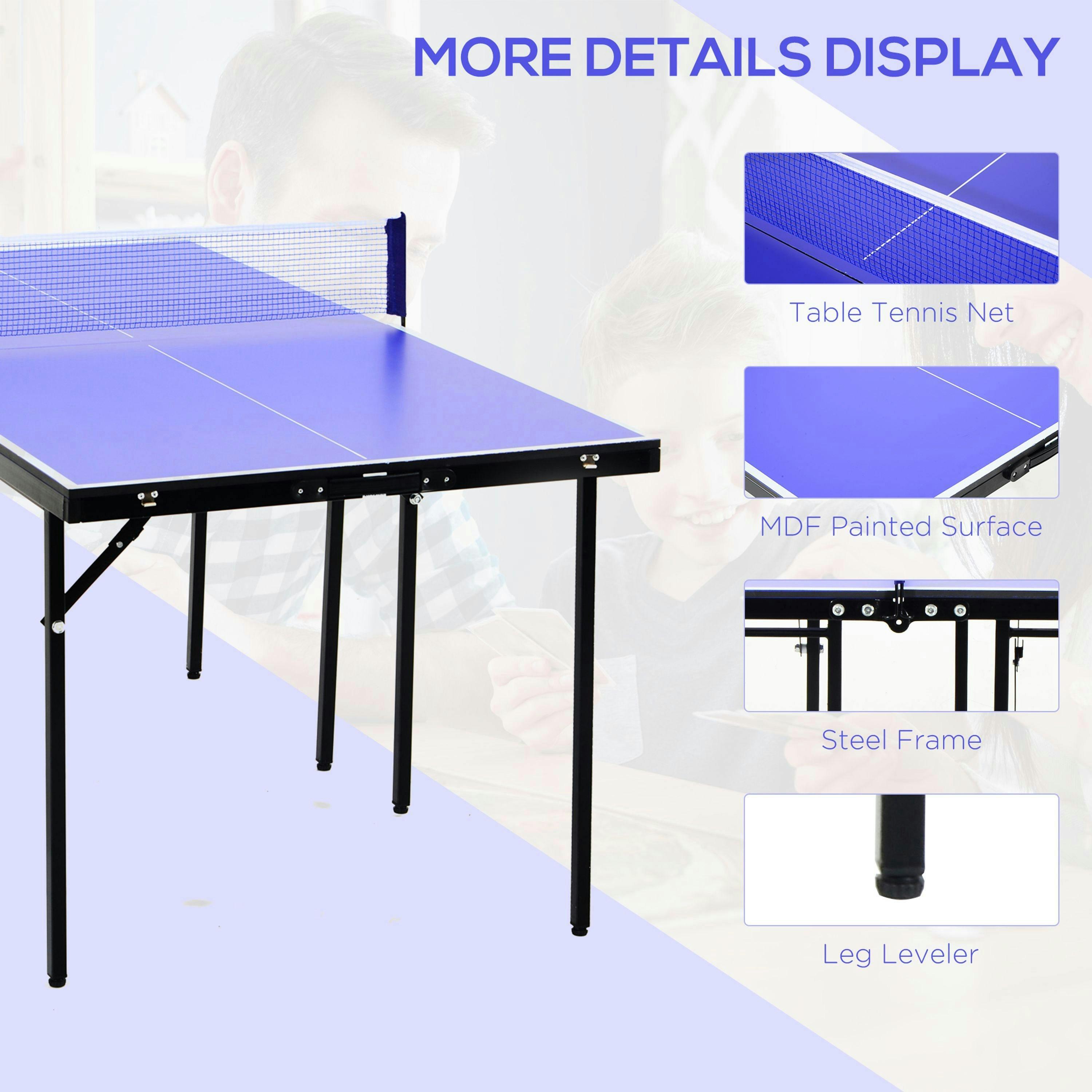 HOMCOM Folding Mini Table Tennis Portable Ping Pong Set Games Play Sport w/ Net , view 4 of 5