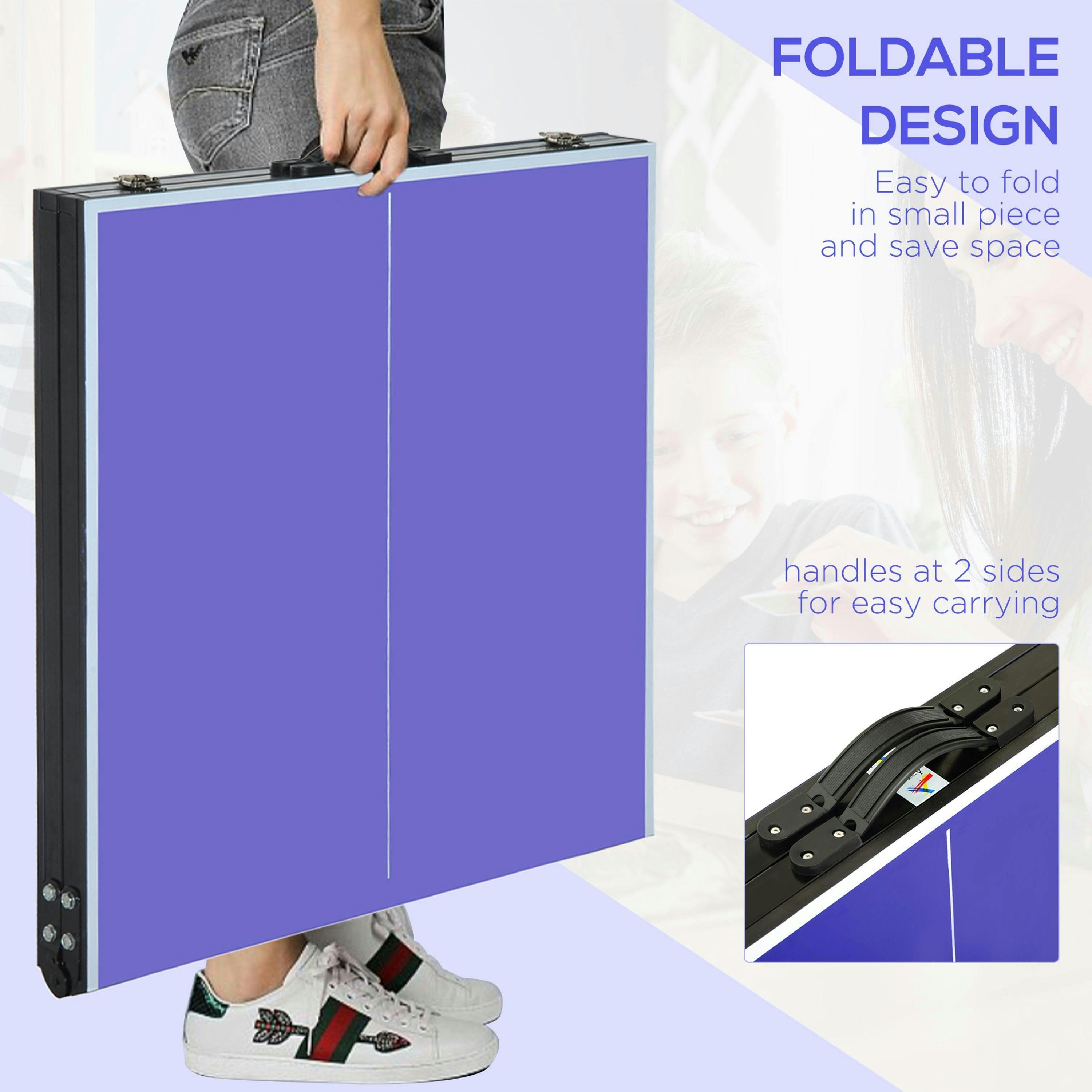 HOMCOM Folding Mini Table Tennis Portable Ping Pong Set Games Play Sport w/ Net , view 5 of 5