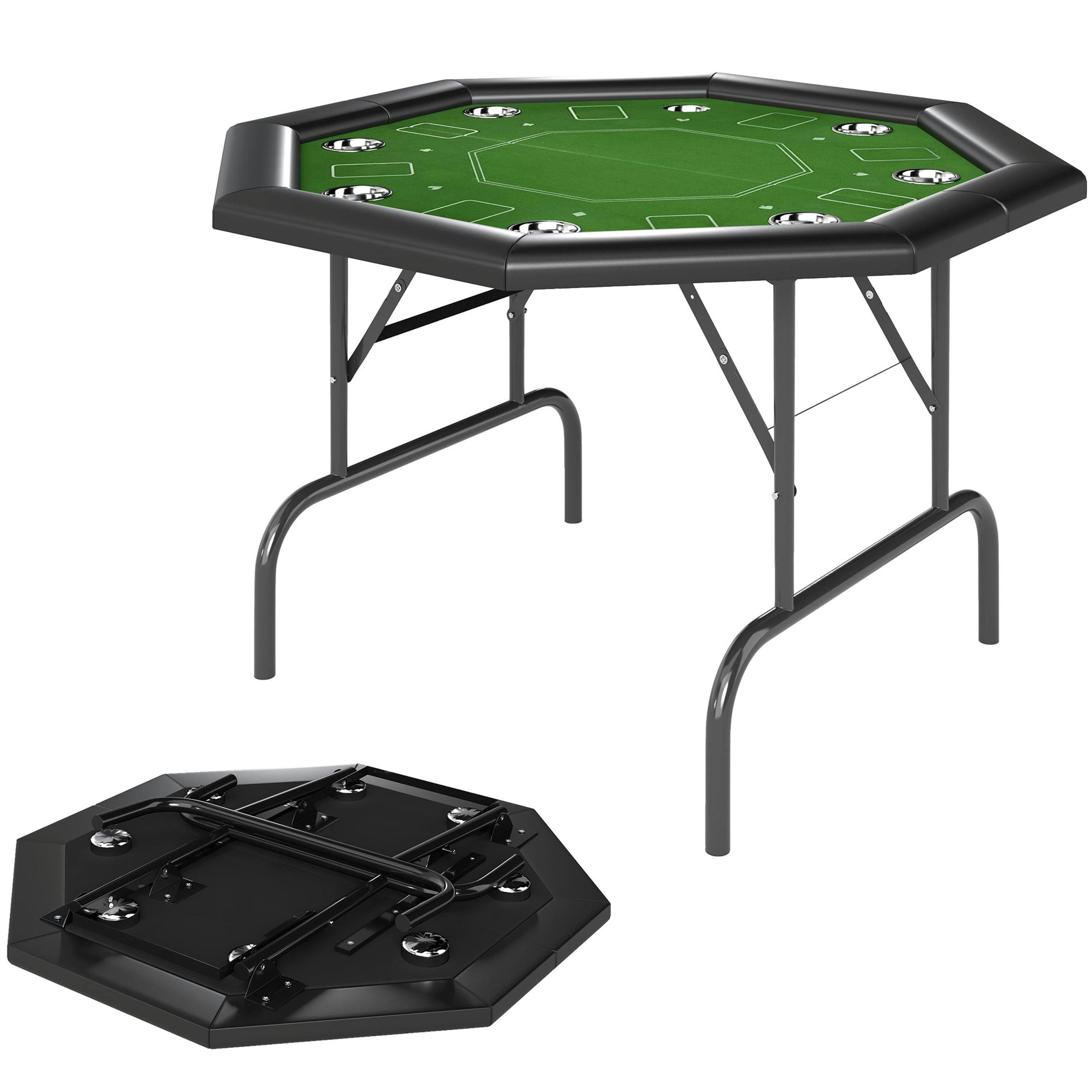 SPORTNOW 8 Player Foldable Poker Table with Cup Holders, Green , view 2 of 5