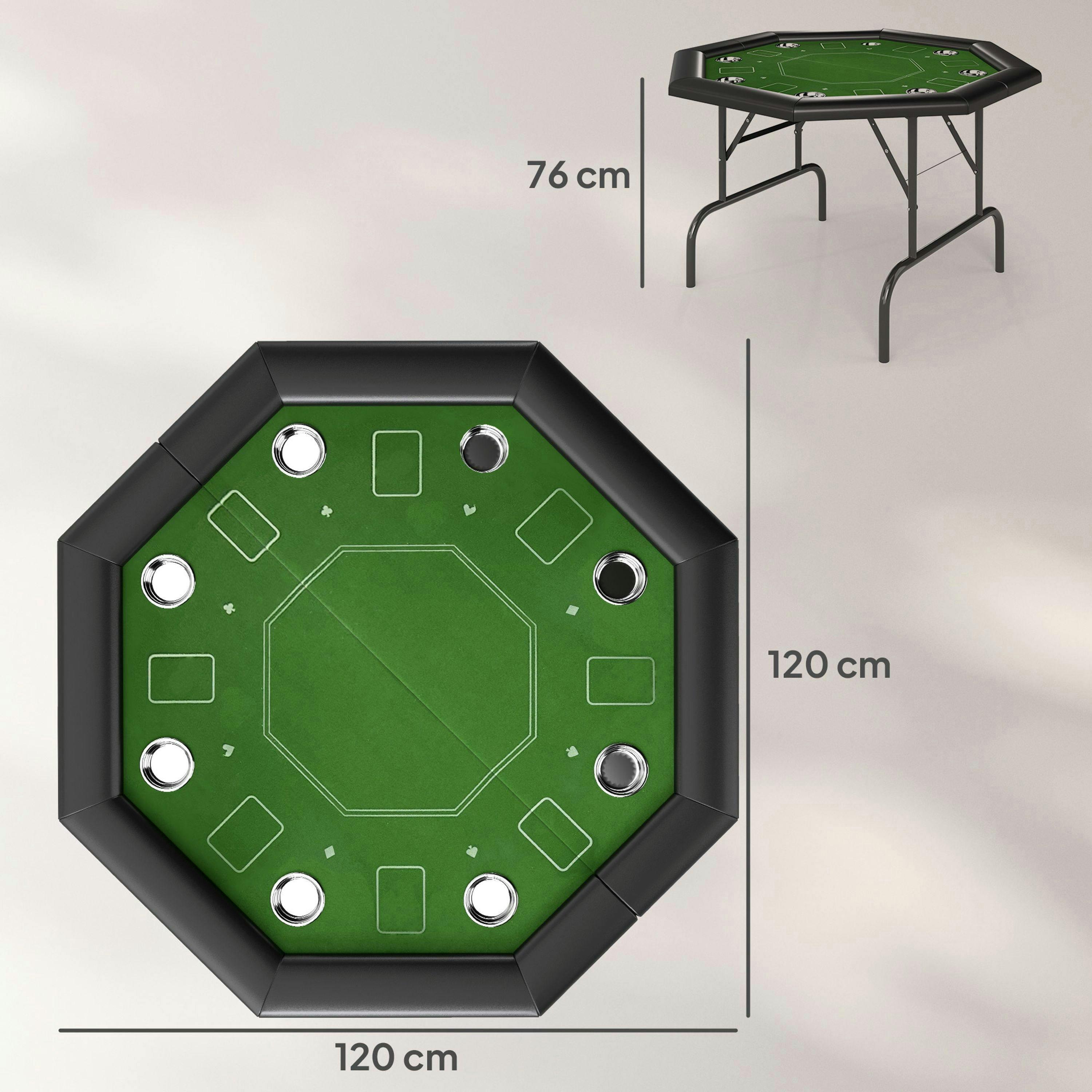 SPORTNOW 8 Player Foldable Poker Table with Cup Holders, Green , view 3 of 5
