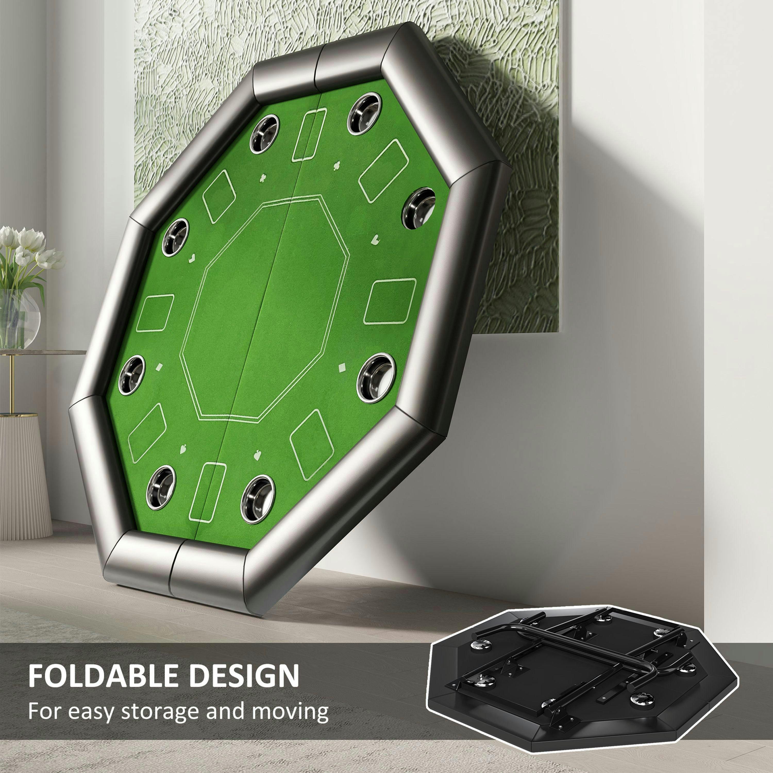 SPORTNOW 8 Player Foldable Poker Table with Cup Holders, Green , view 4 of 5