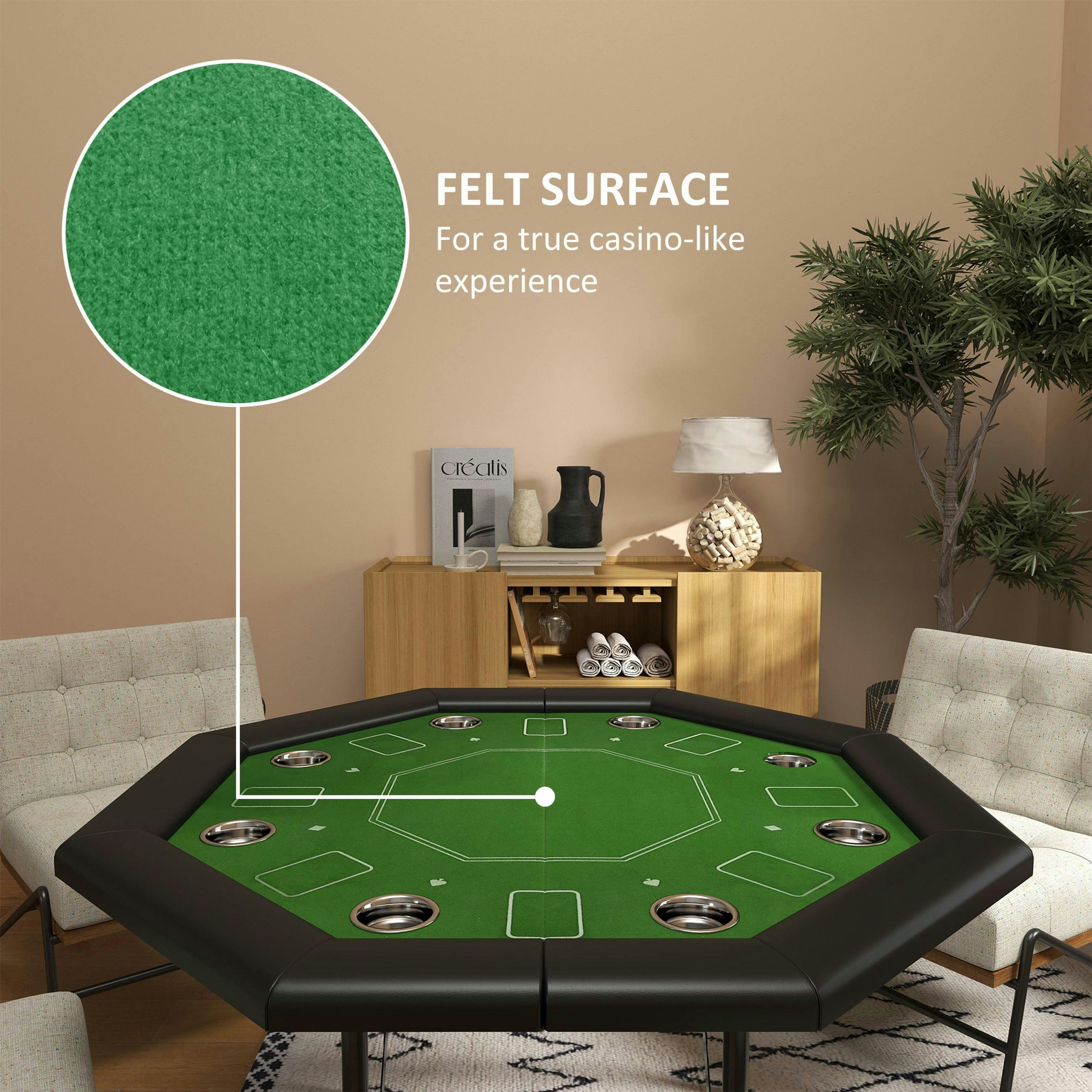 SPORTNOW 8 Player Foldable Poker Table with Cup Holders, Green , view 5 of 5