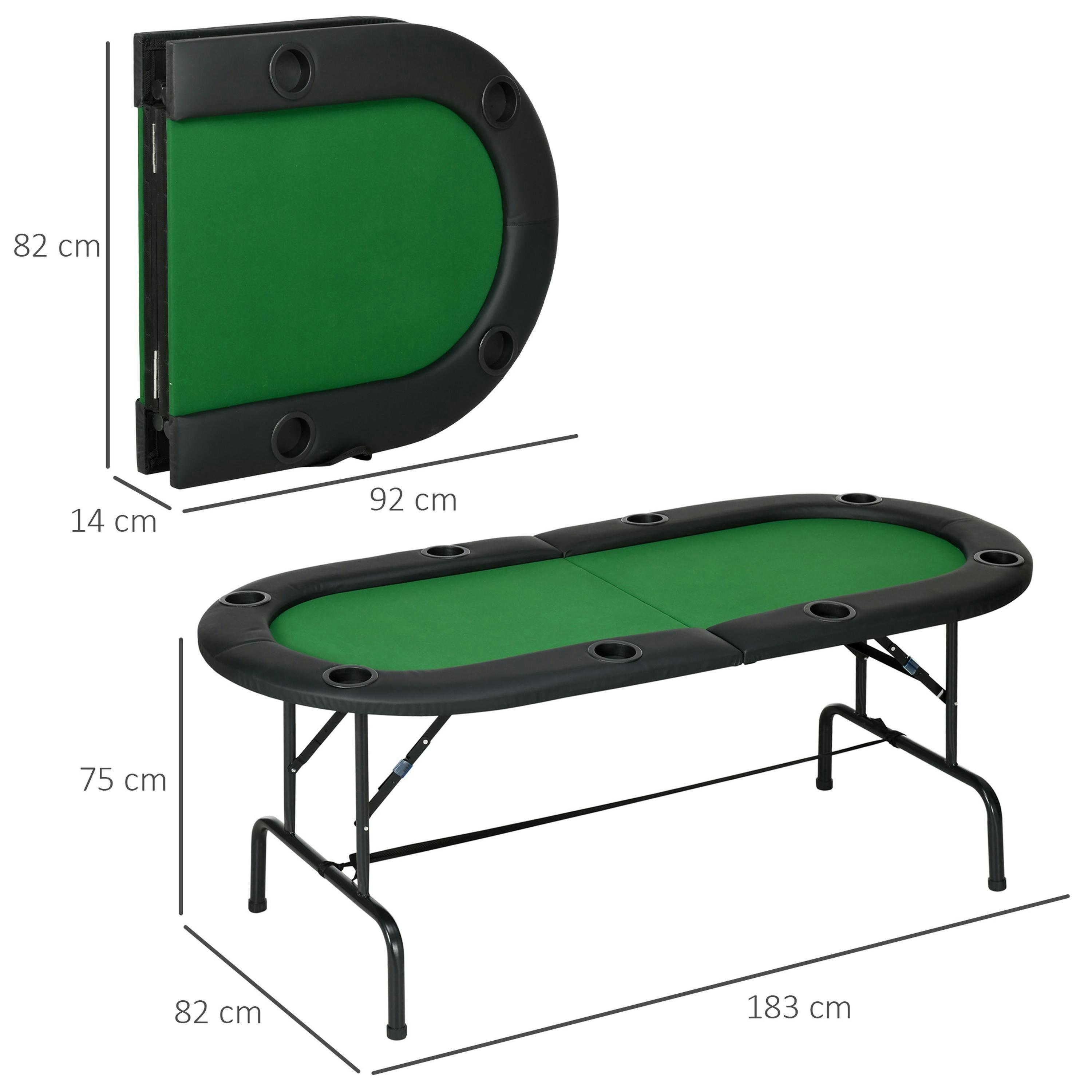 HOMCOM 8 Player Folding Poker Table with Cup Holders Green , view 3 of 5