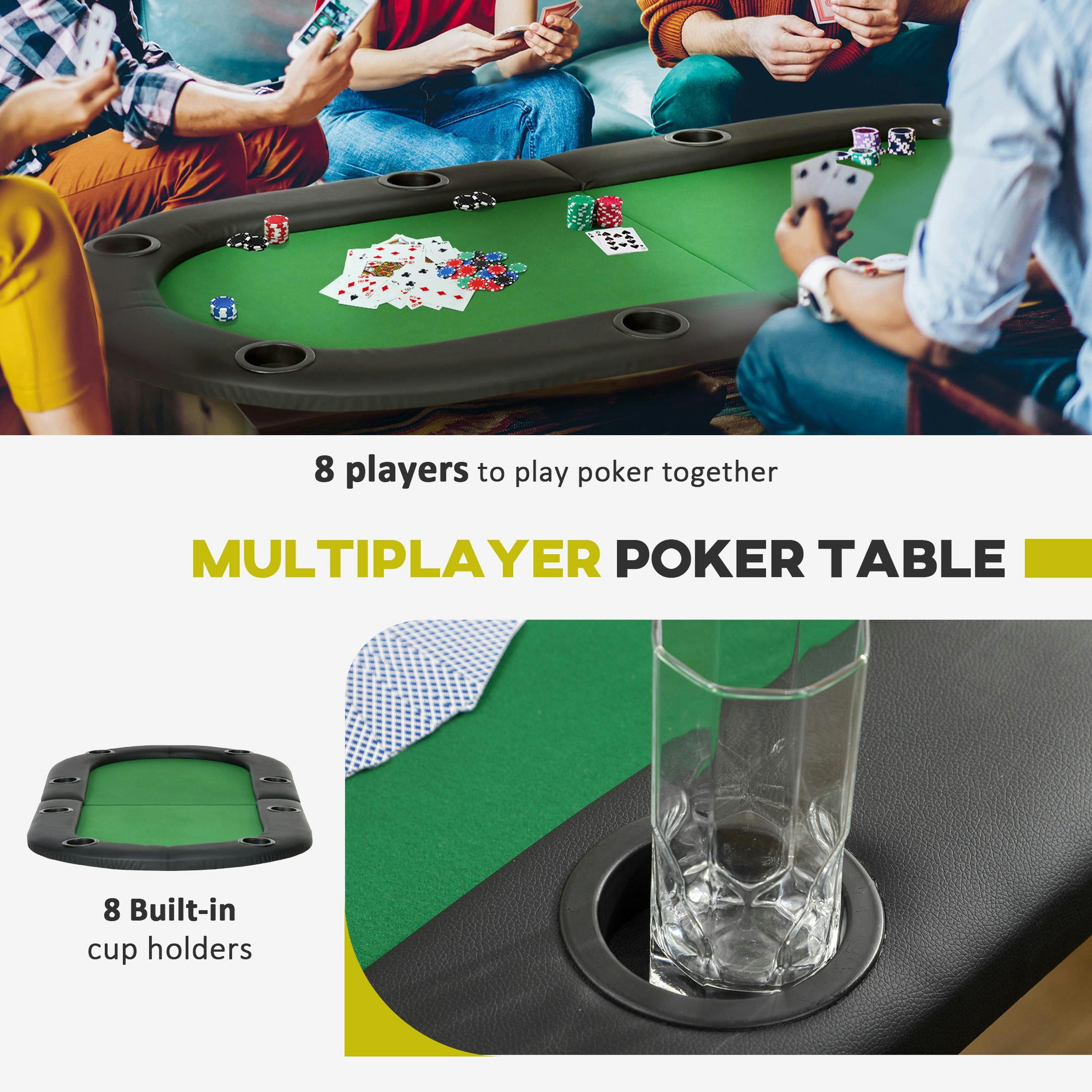HOMCOM 8 Player Folding Poker Table with Cup Holders Green , view 5 of 5