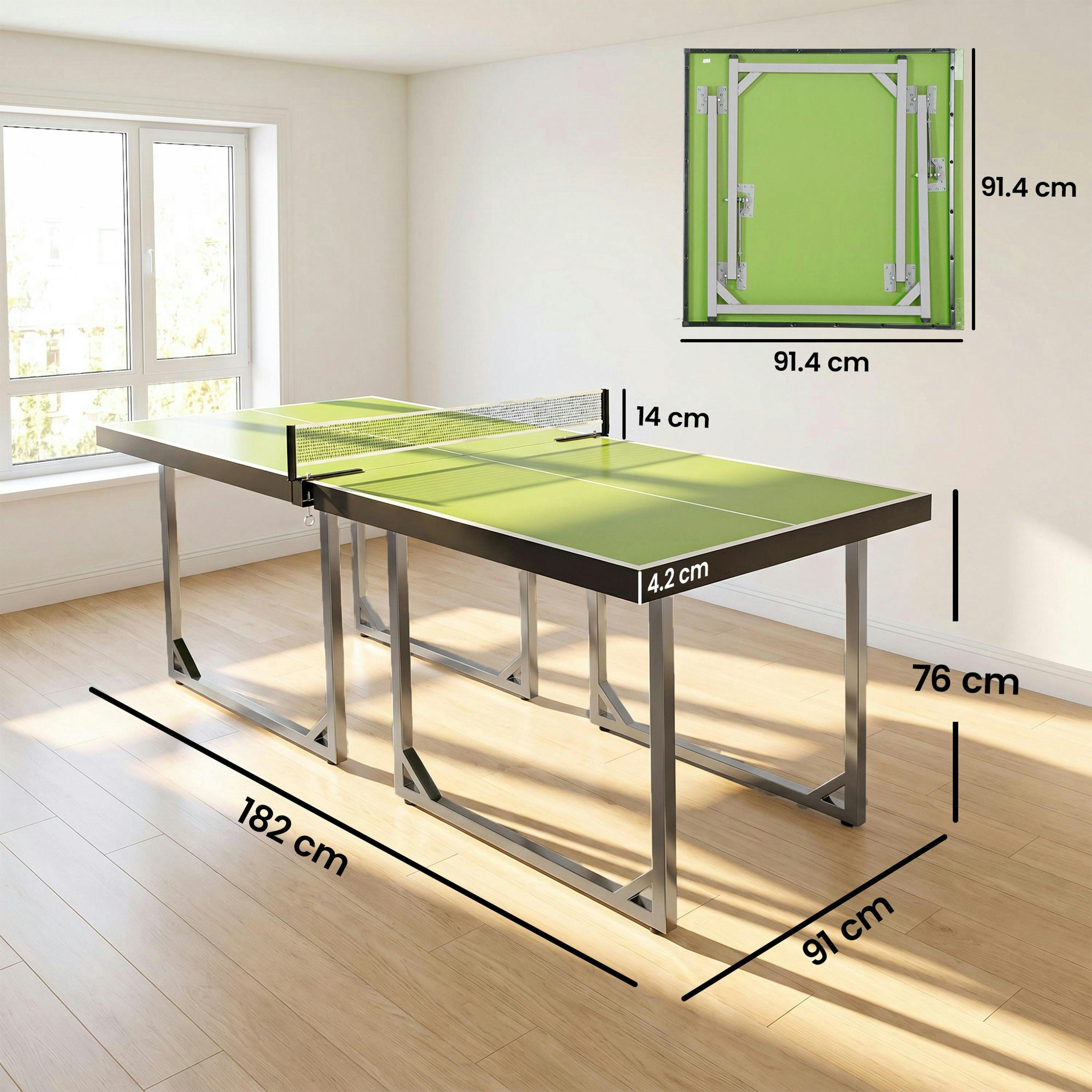 HOMCOM 6ft Table Tennis Table Foldable Portable with Net Midsize , view 3 of 5