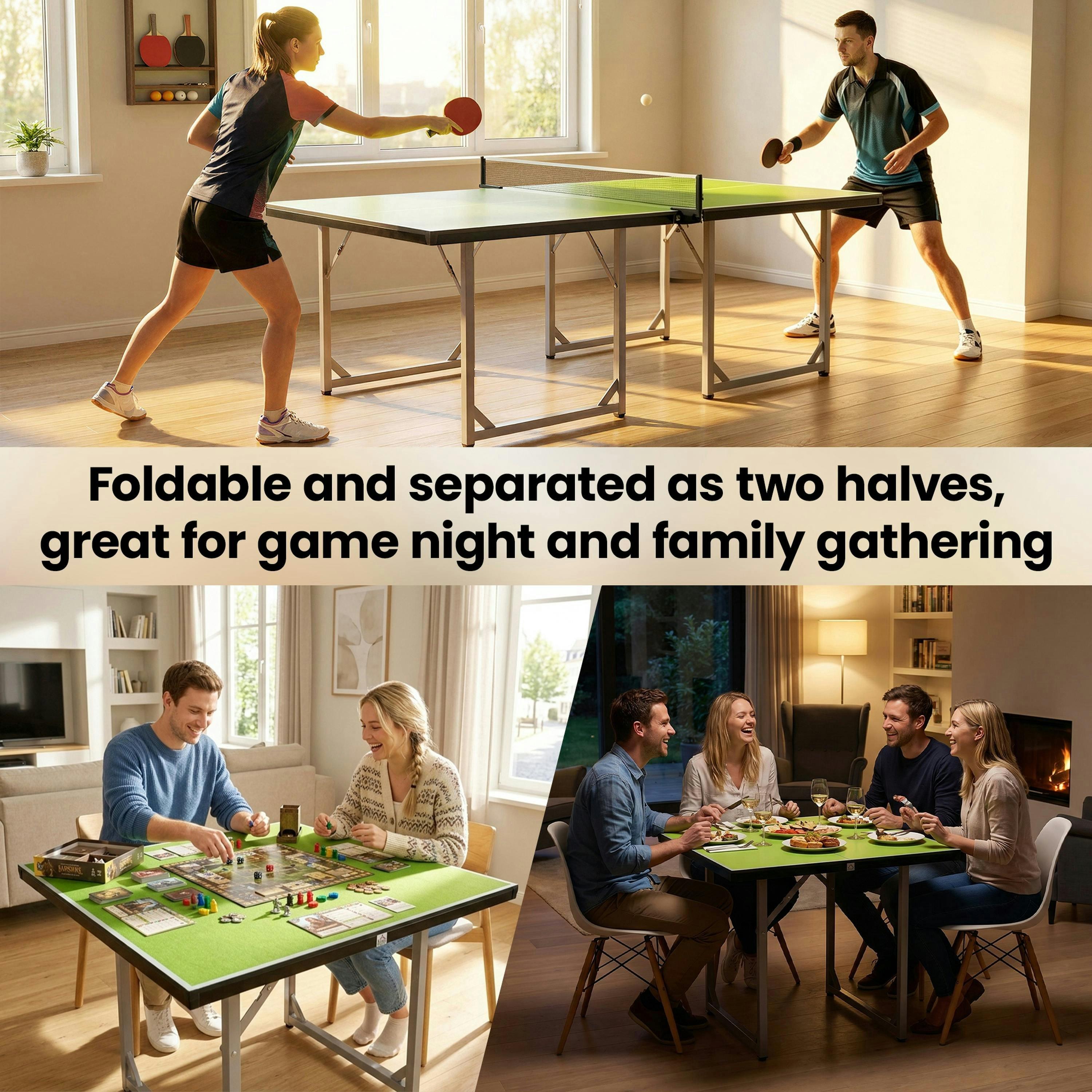 HOMCOM 6ft Table Tennis Table Foldable Portable with Net Midsize , view 4 of 5