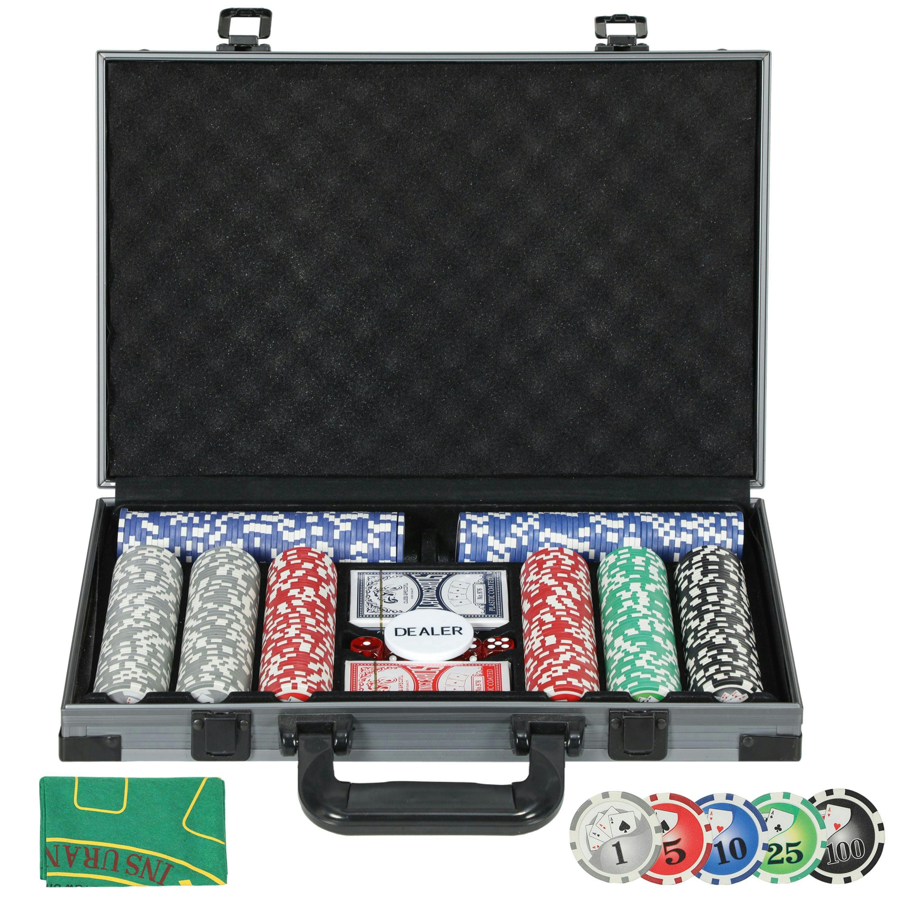 SPORTNOW 400-Piece Poker Chips Set, Texas Holdem Poker Set with Case, Mat , view 2 of 5