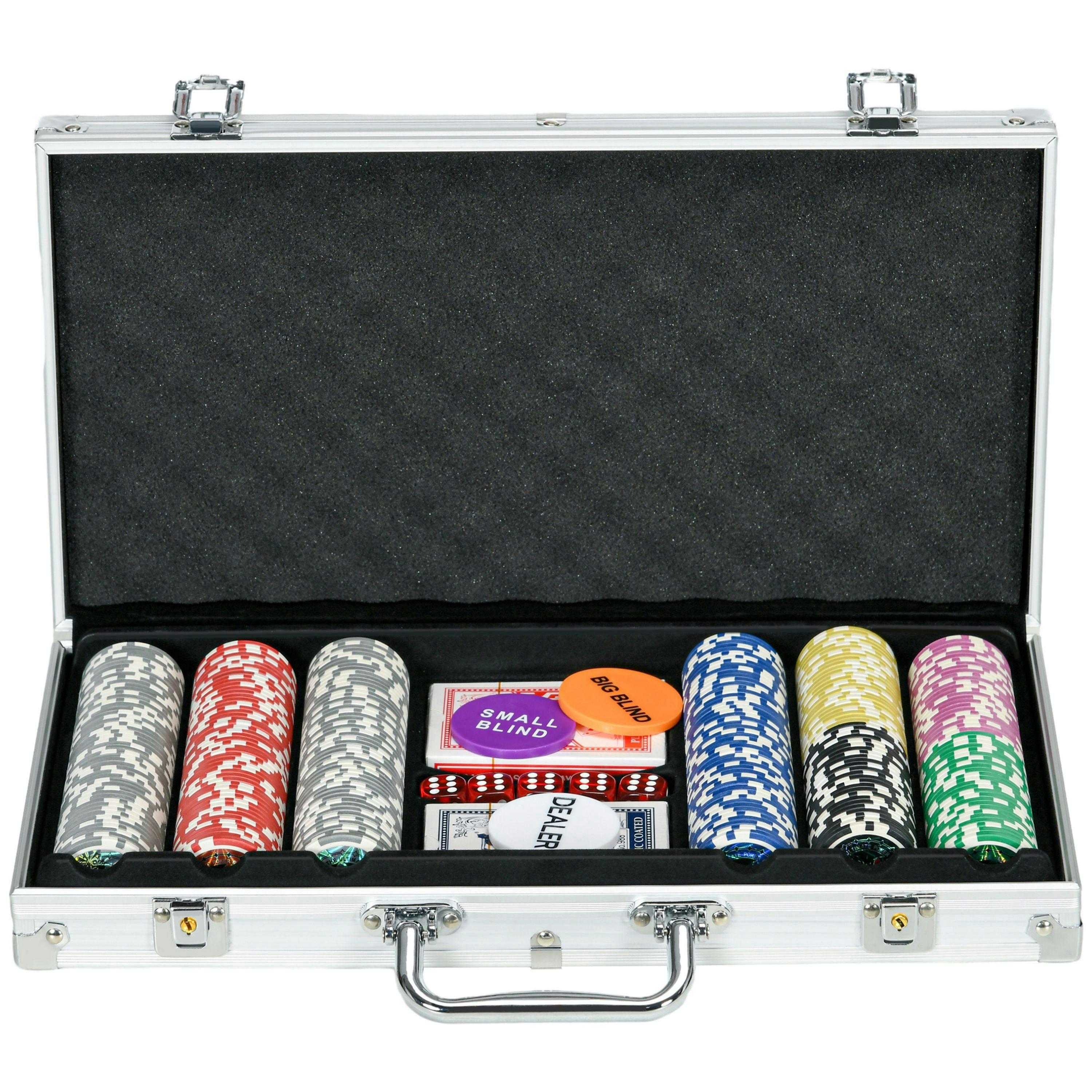 SPORTNOW Poker Chips Set w/ Mat, Aluminium Case, Two Decks of Cards , view 2 of 6