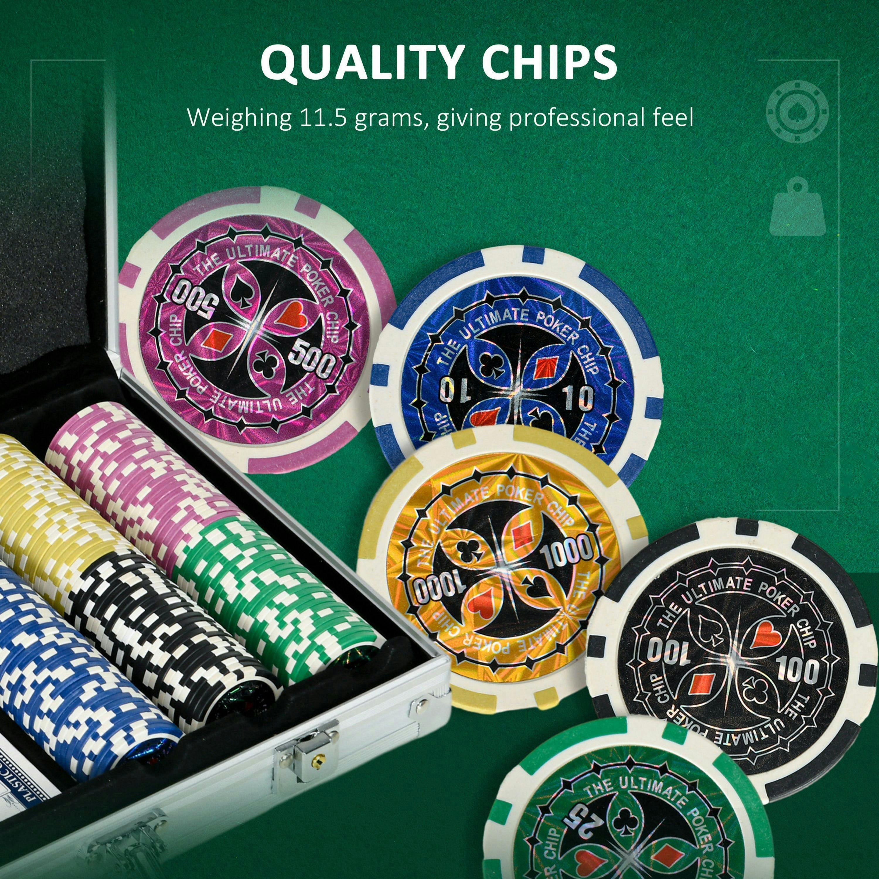 SPORTNOW Poker Chips Set w/ Mat, Aluminium Case, Two Decks of Cards , view 5 of 6
