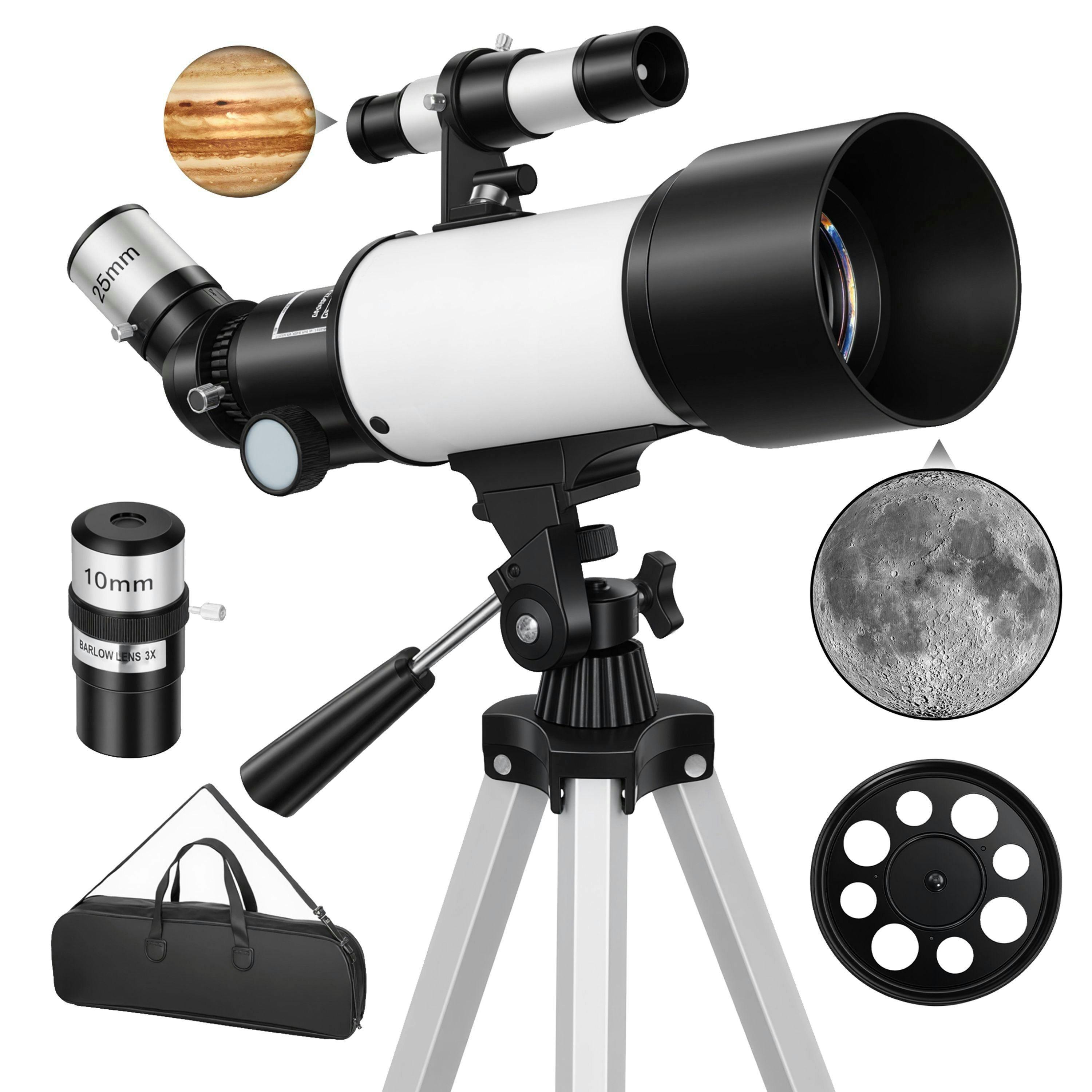 Outsunny Refractor Astronomy Telescope with 70 mm Aperture, Carry Bag, White , view 2 of 5