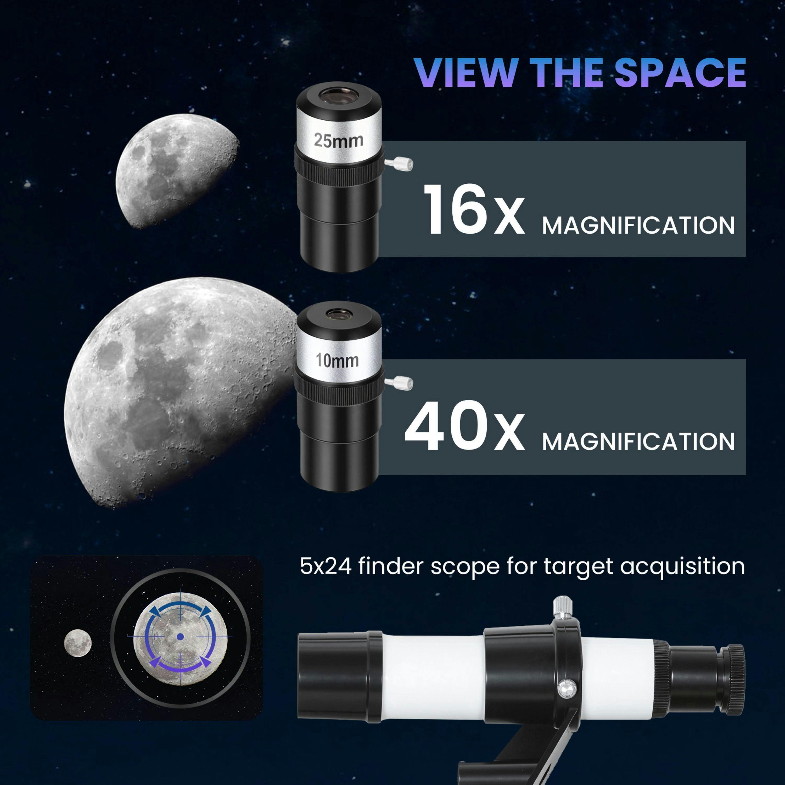 Outsunny Refractor Astronomy Telescope with 70 mm Aperture, Carry Bag, White , view 5 of 5