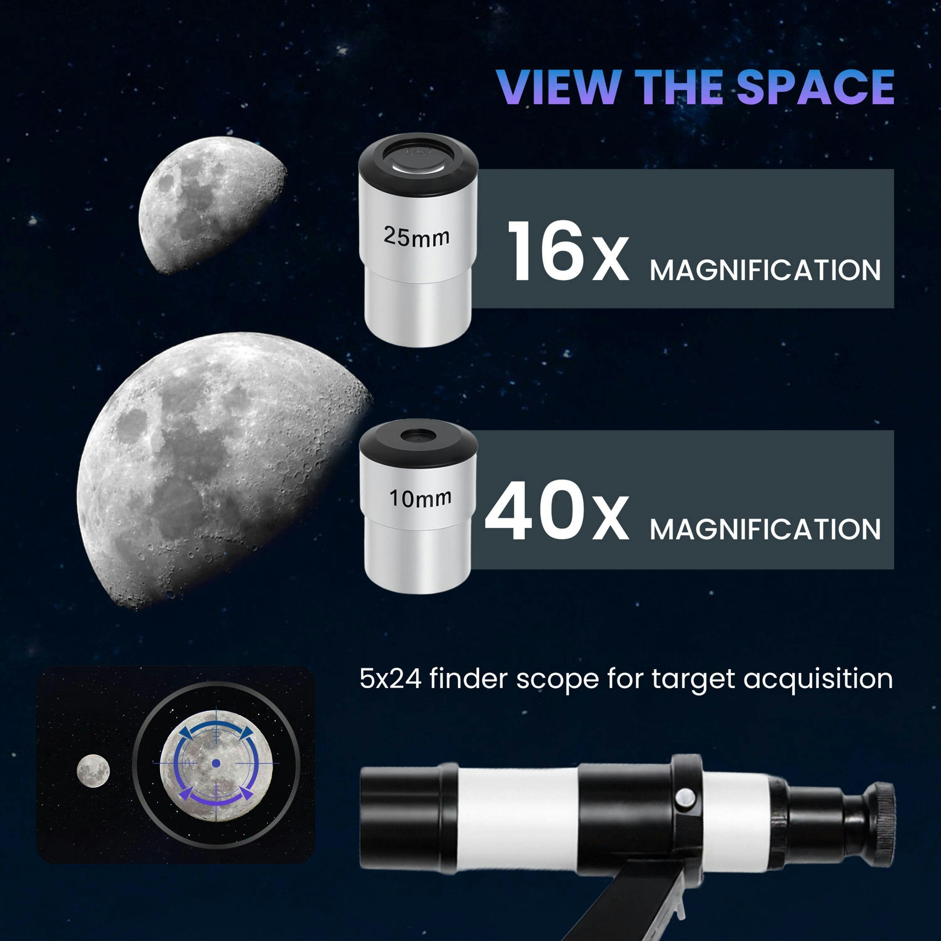 Outsunny Refractor Astronomy Telescope with 80 mm Aperture, Carry Bag, White , view 5 of 5