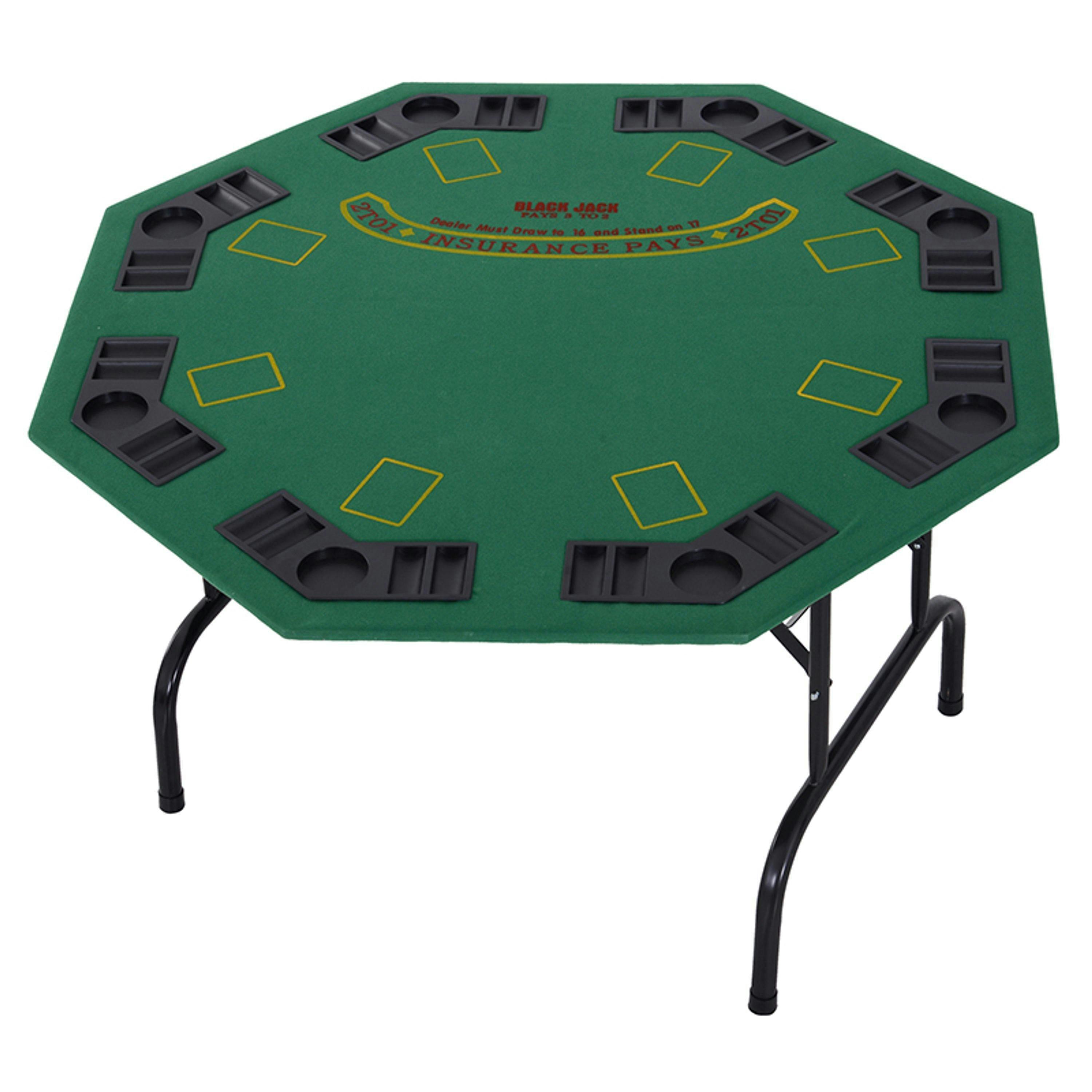 HOMCOM 8 Player Folding Games Poker Table Chip Cup Holder Steel Base Green , view 2 of 5