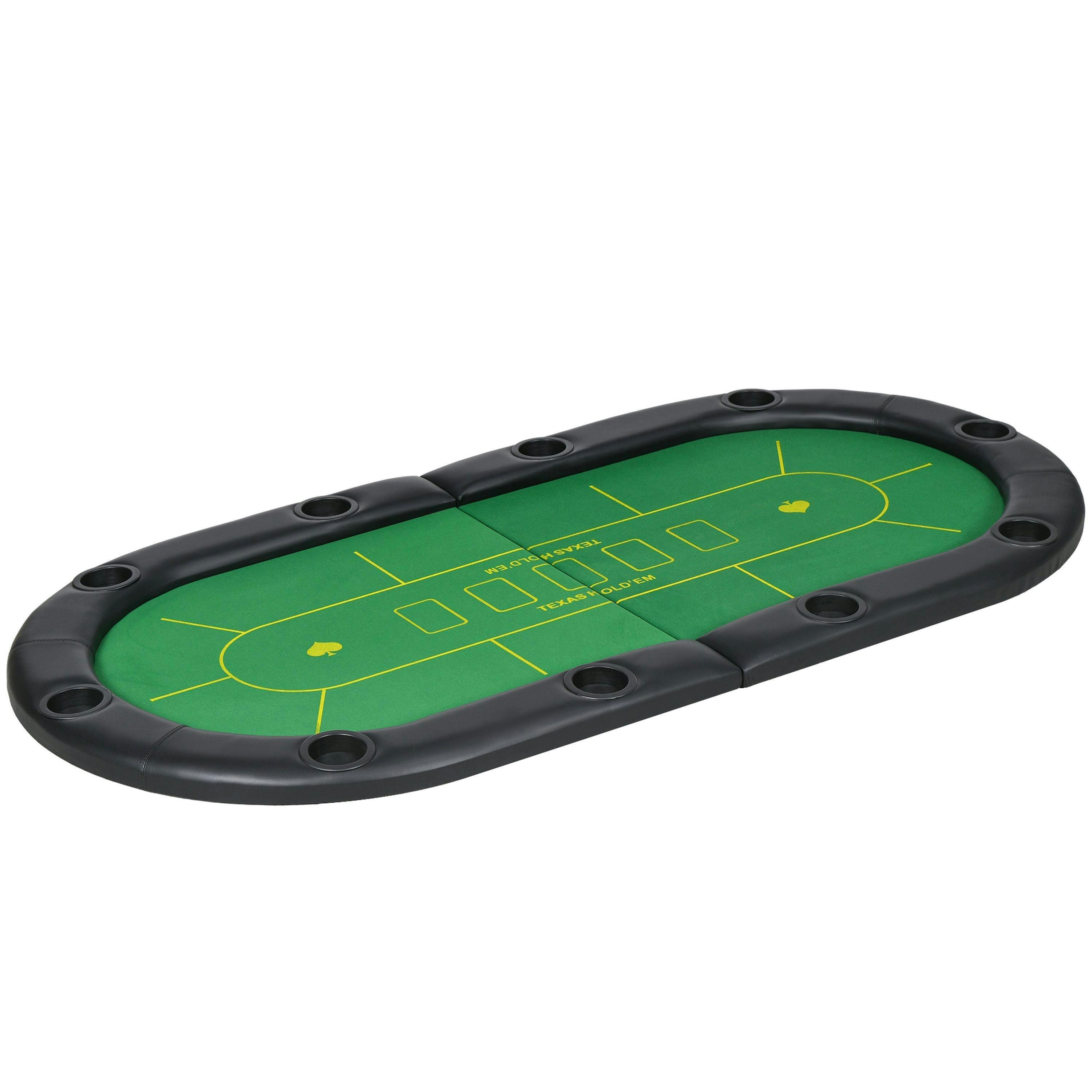 SPORTNOW Foldable Poker Mat, 10-Player Table Top with Cup Holders, Carry Bag , view 2 of 5